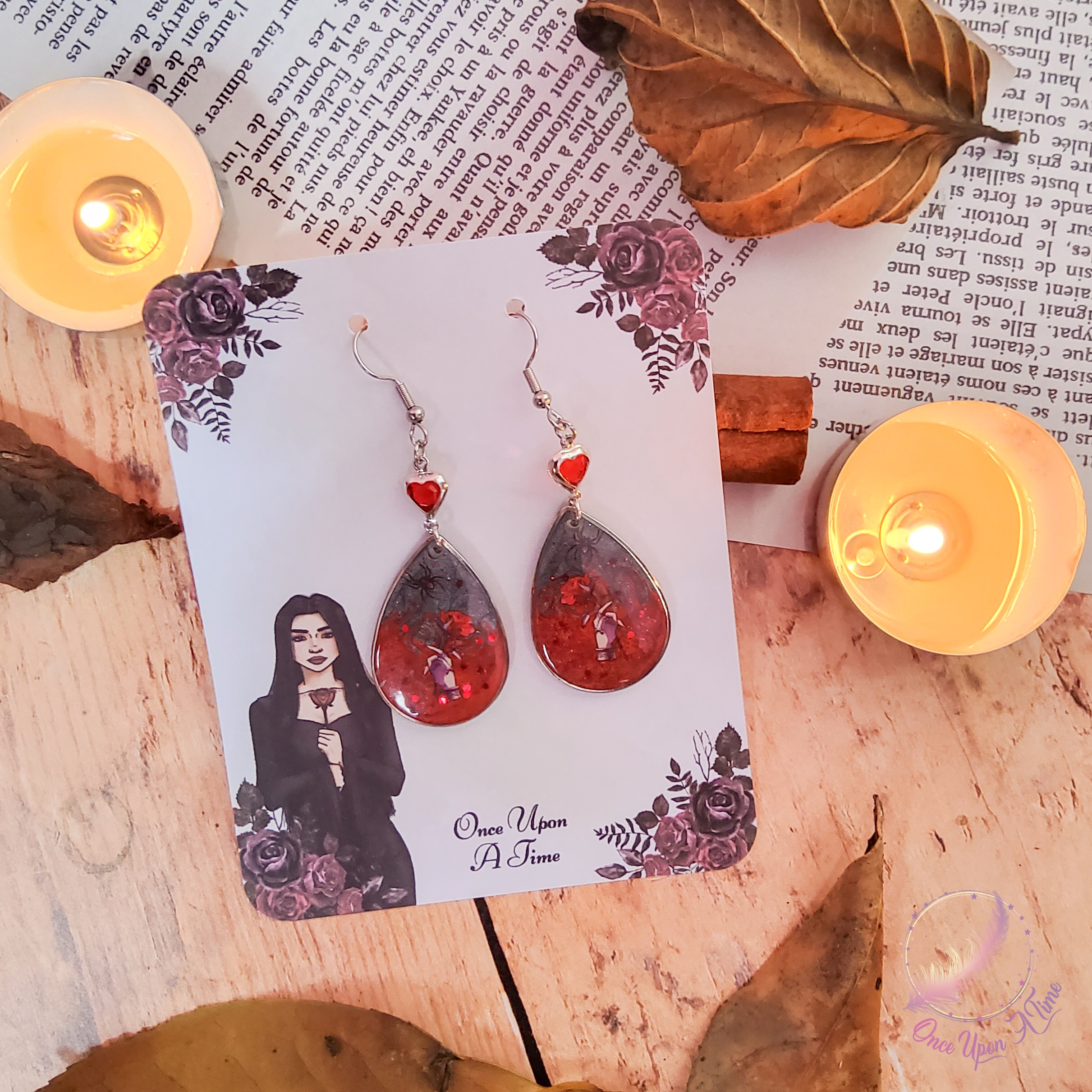 🕸🌹 Boucles d'oreilles - Collection "Mercredi Addams" 🌹🕸