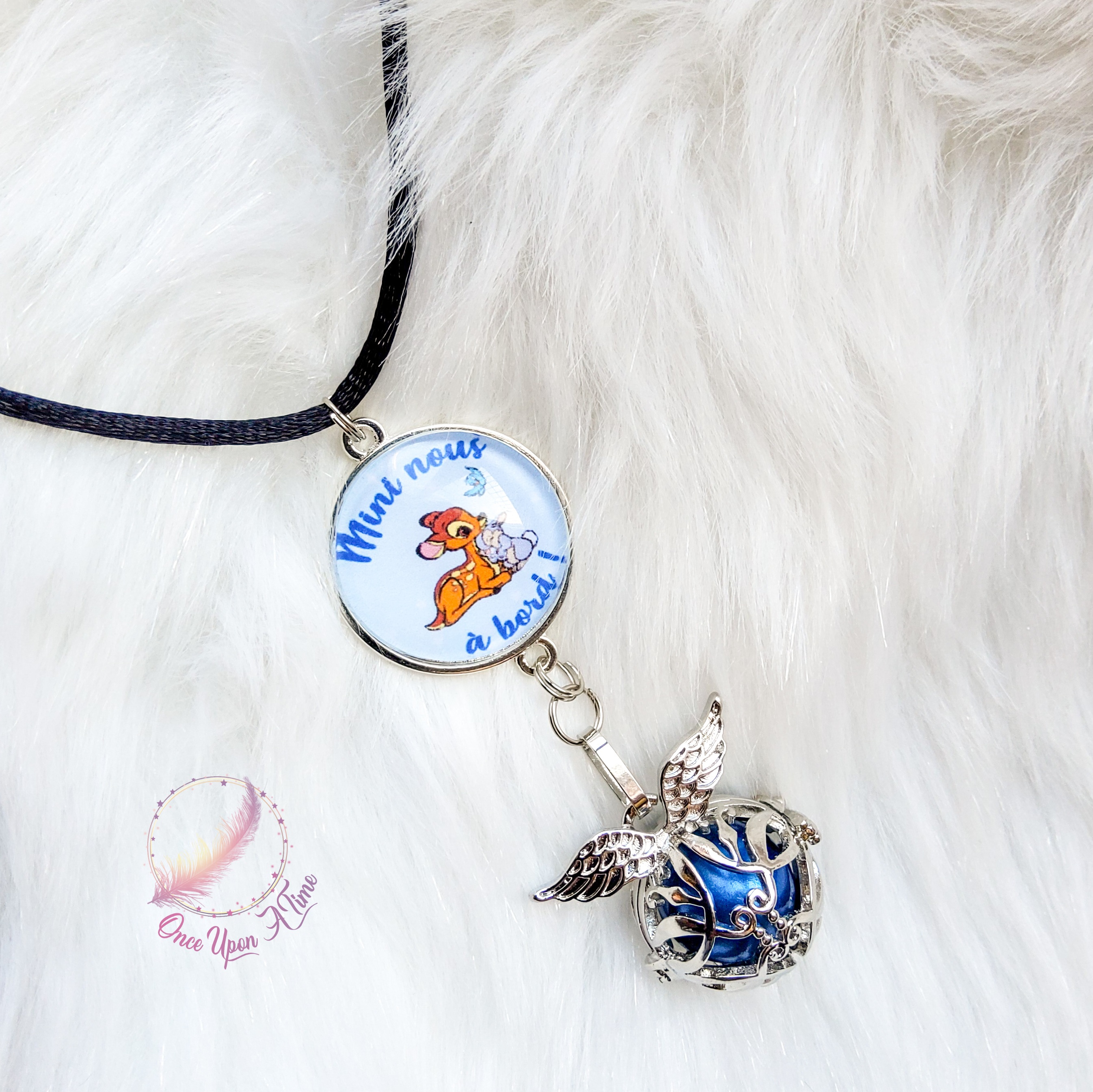 🤰Collier Bola de grossesse - Bambi - "Petit prince à bord", "Mini nous à bord" ou "Petite princesse à bord" ✨