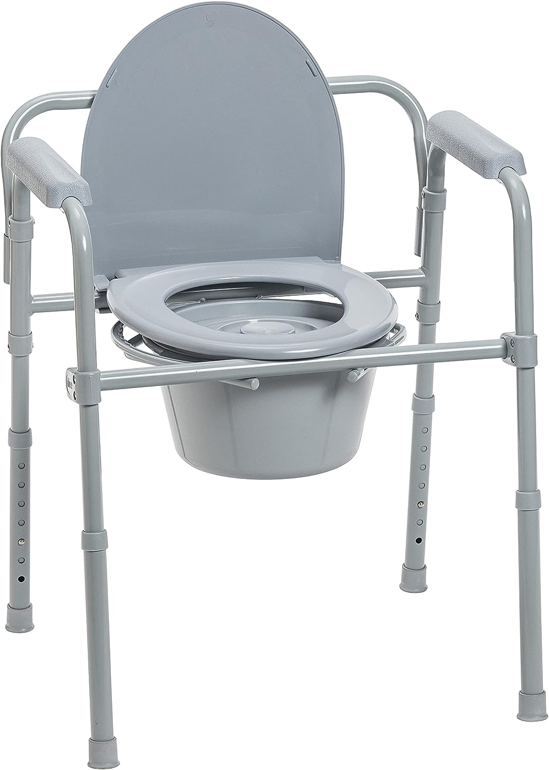 Folding Steel Bedside Commode Chair, Portable Toilet