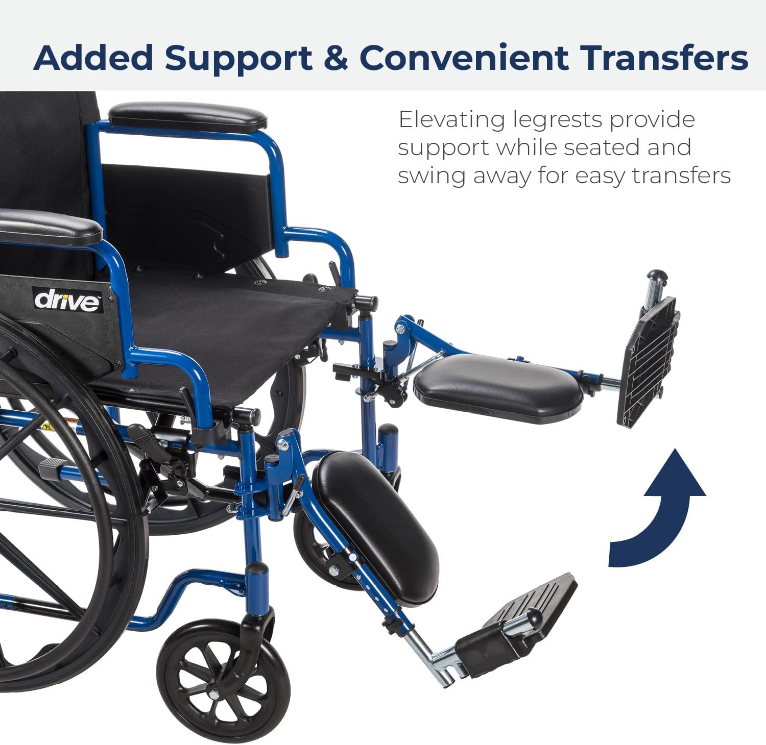 Drive Medical BLS18FBD-ELR Lightweight Wheelchair with Swing-Away Elevating Leg Rests and Flip-Back Arms