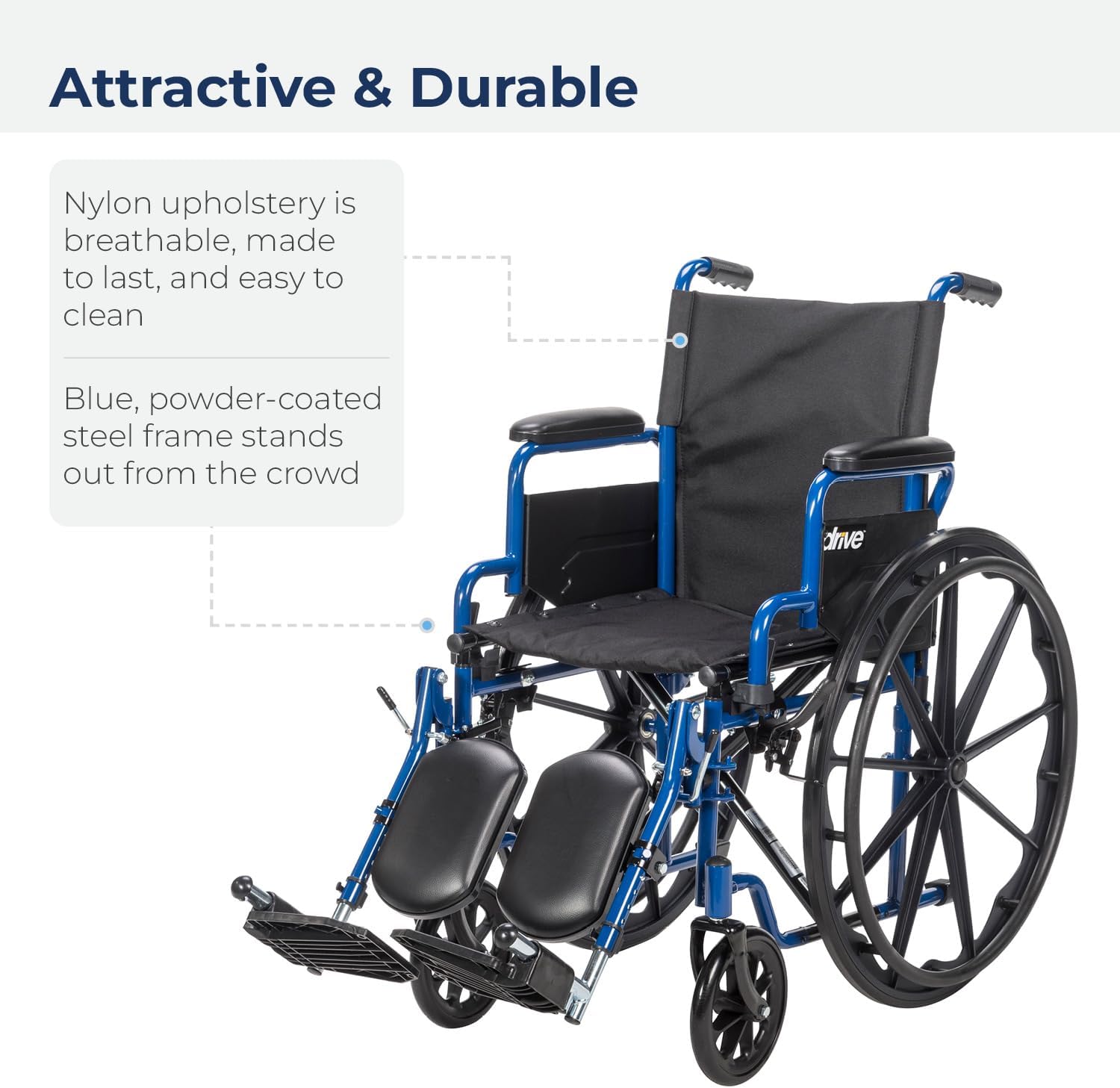 Drive Medical BLS18FBD-ELR Lightweight Wheelchair with Swing-Away Elevating Leg Rests and Flip-Back Arms