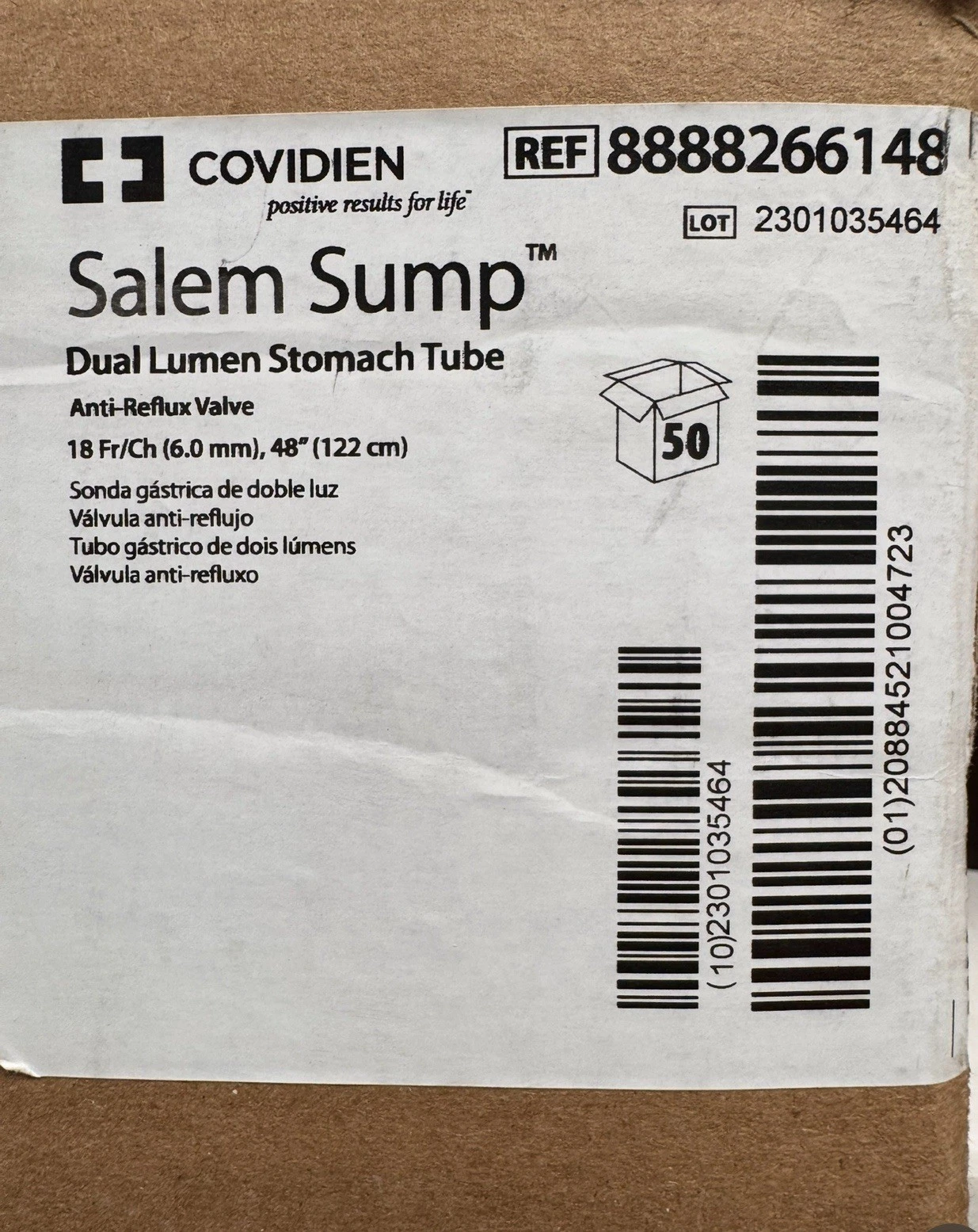 Covidien Salem Sump Dual Lumen Stomach Tube (Box of 50)