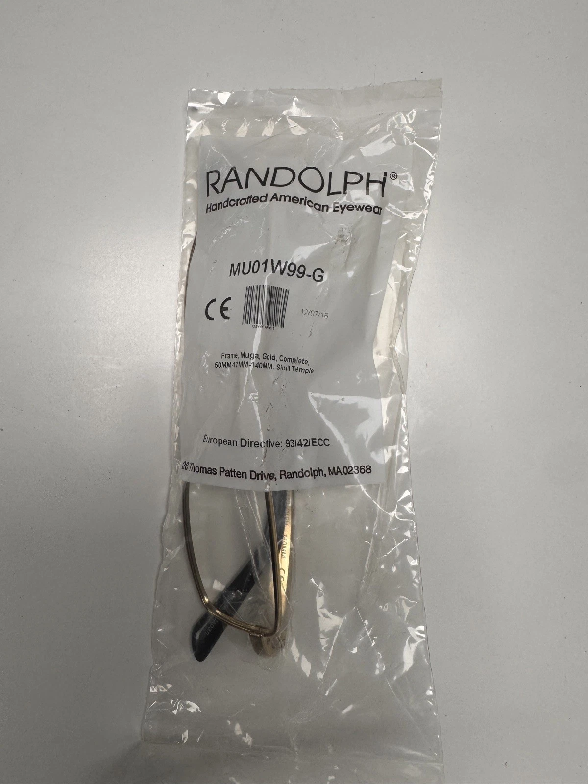 Randolph MUGA Black and Gold Glasses (Frame Only) 100 pcs