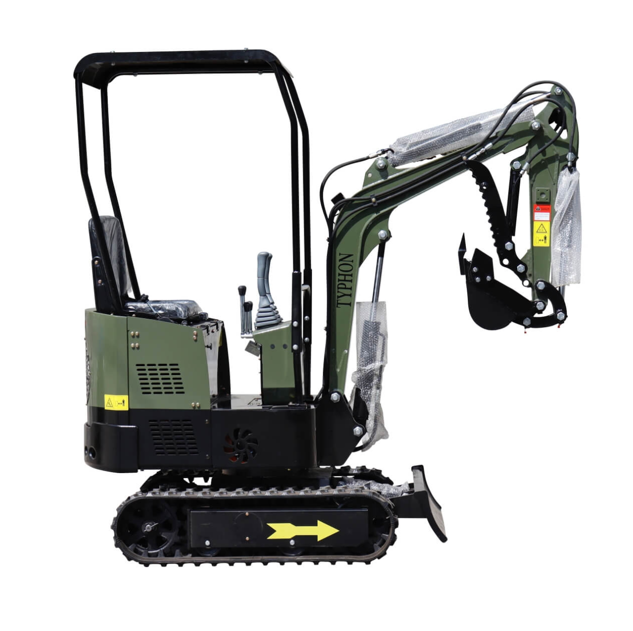 TYPHON TERROR X STORM Mini Excavator 1 Ton Trench Digger with Canopy, Hydraulic Thumb Clip, Bucket