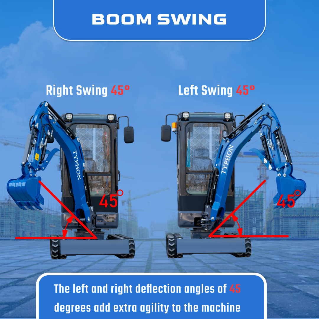 TYPHON TERROR XIX Prestige Cabin Mini Excavator w 4200lbs 20.4hp Kubota D902 Diesel Engine
