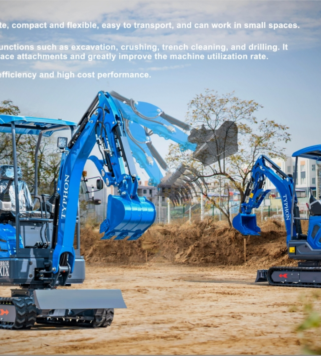 TYPHON TERROR XIX STORM Mini Excavator – 4000lbs Trench Digger with Boom Swing, Canopy, Retractable Tracks