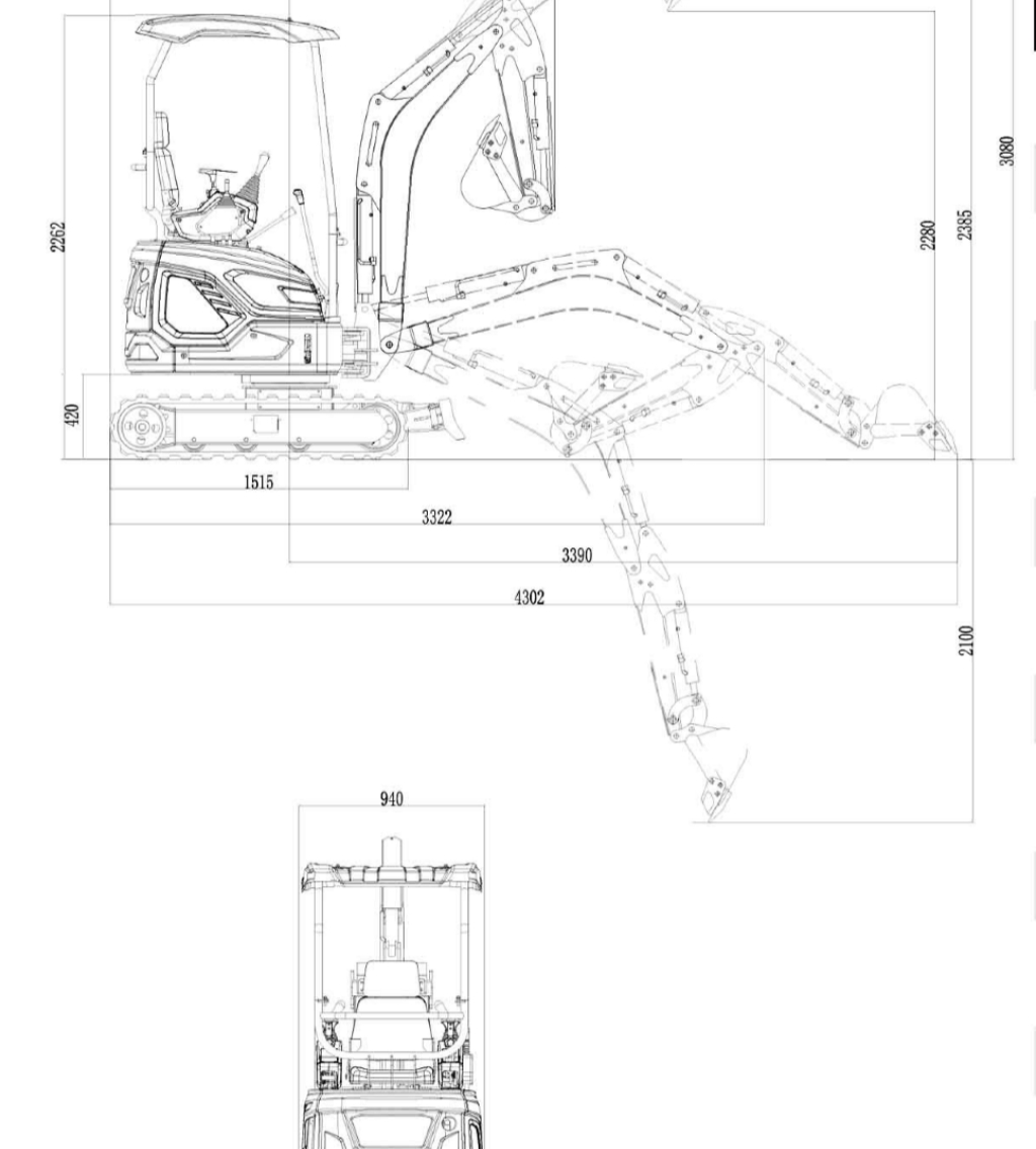 TYPHON TERROR XIX STORM Mini Excavator – 4000lbs Trench Digger with Boom Swing, Canopy, Retractable Tracks