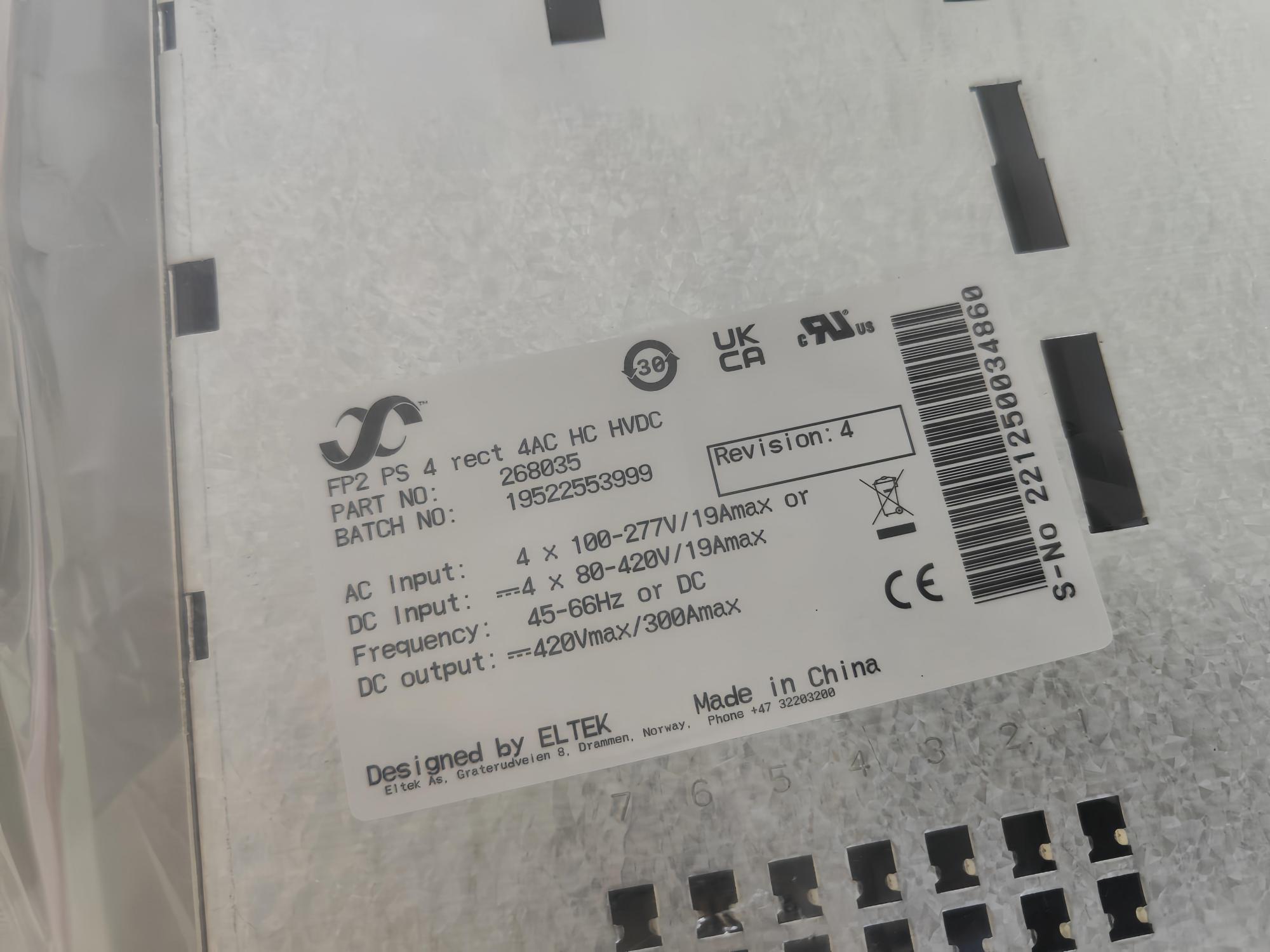 Eltek FP2 PS 4 RECT 4AC HC HVDC 268035