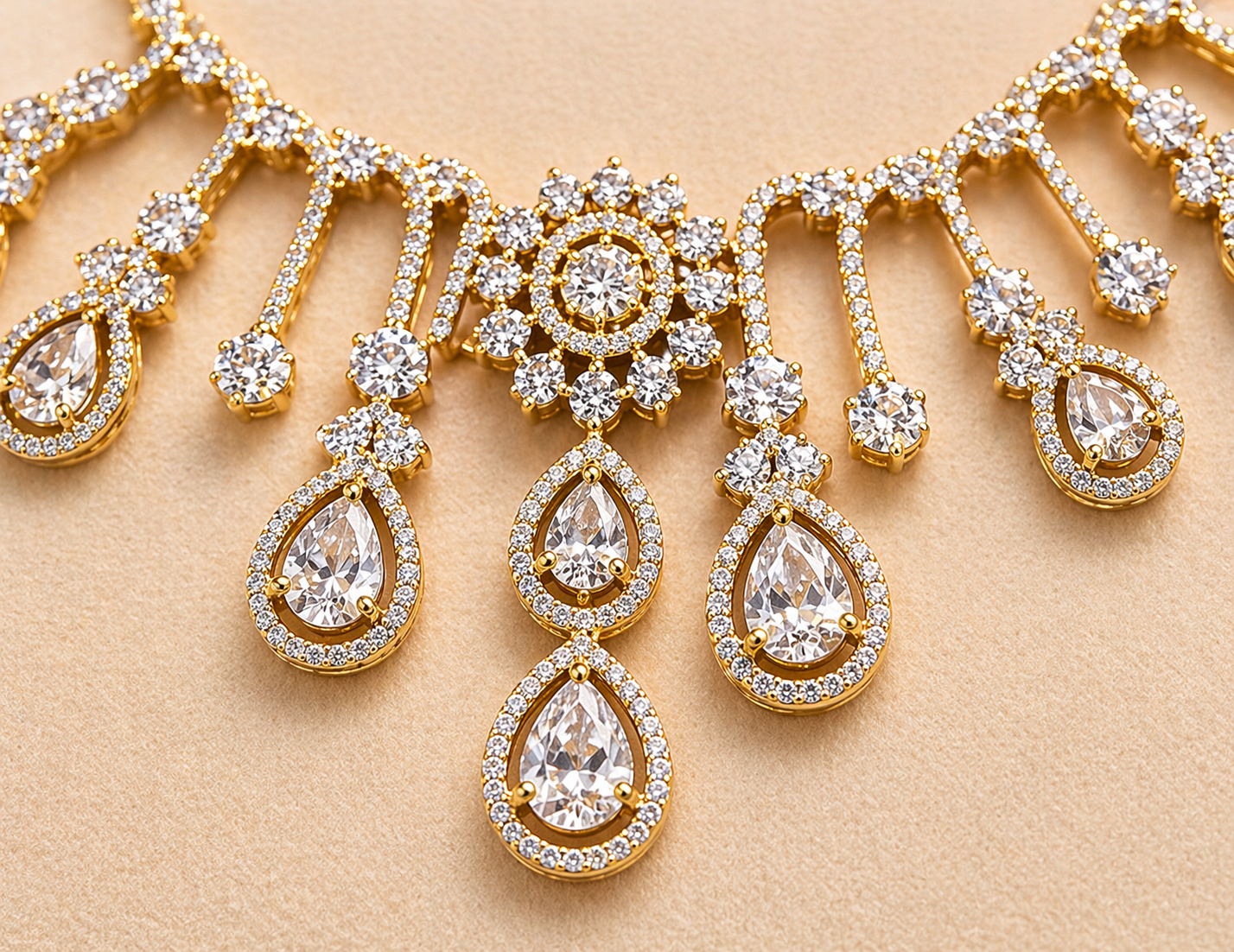 CZ Diamond Necklace & Earrings Set