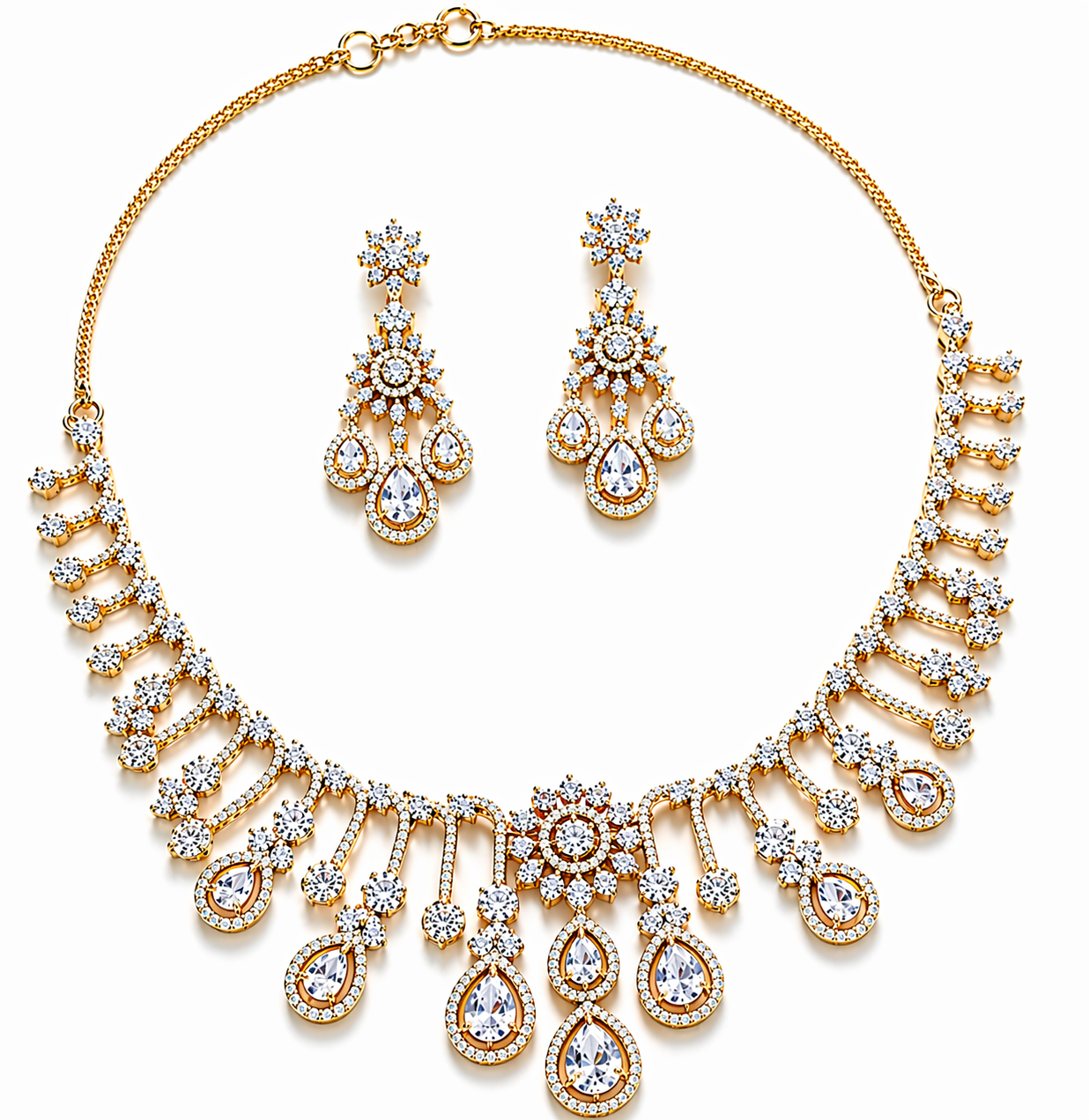 CZ Diamond Necklace & Earrings Set