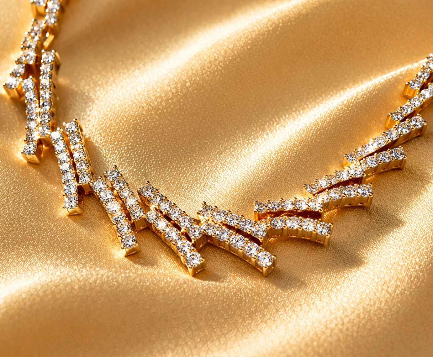 Gold Plated CZ Diamond Necklace & Earrings Set