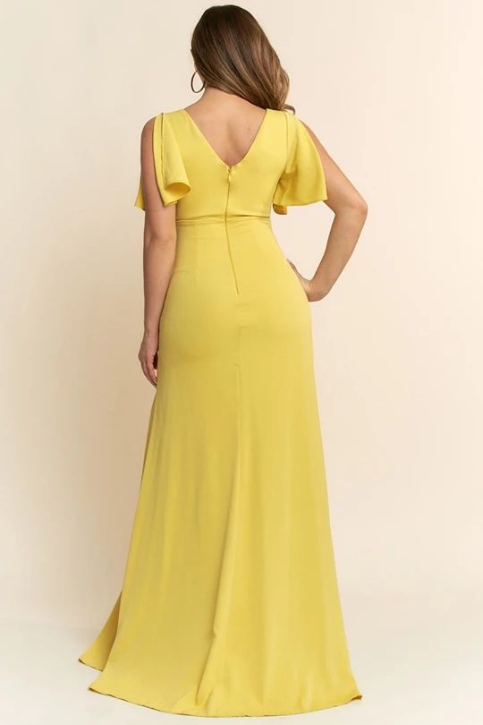 Split Sleeve Ruffle Satin Dress
