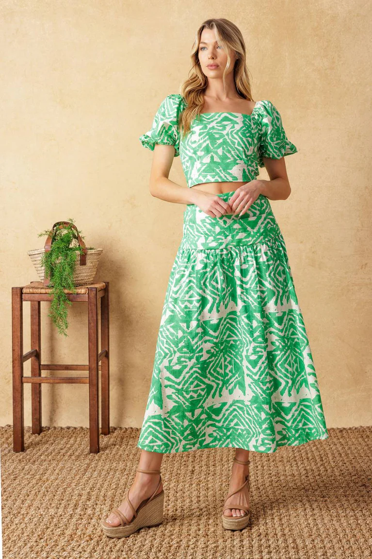 Destined For More Woven Top And Skirt Set