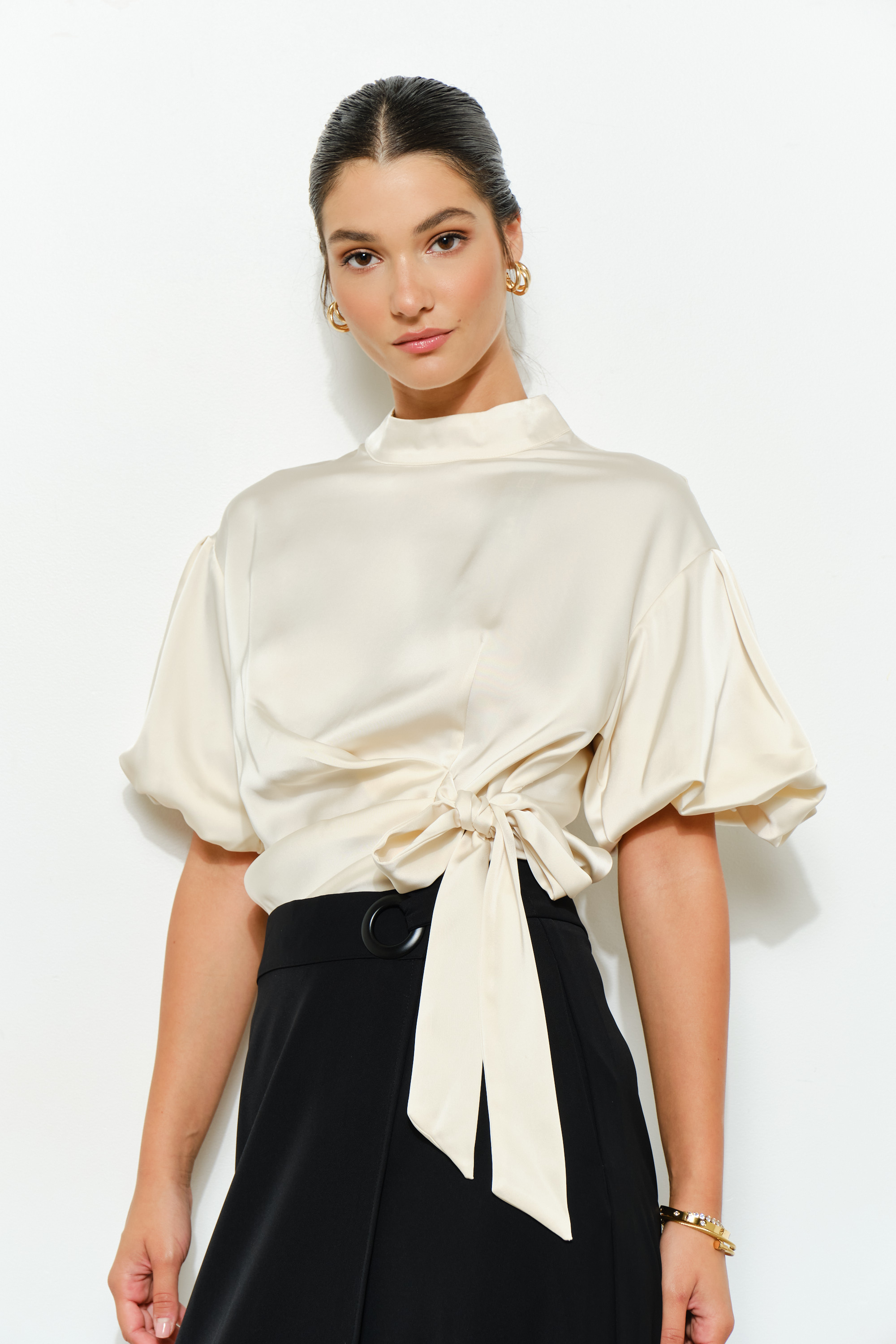 Satin Puff Sleeve