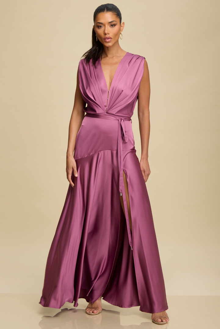 Satin Pleated Gown 