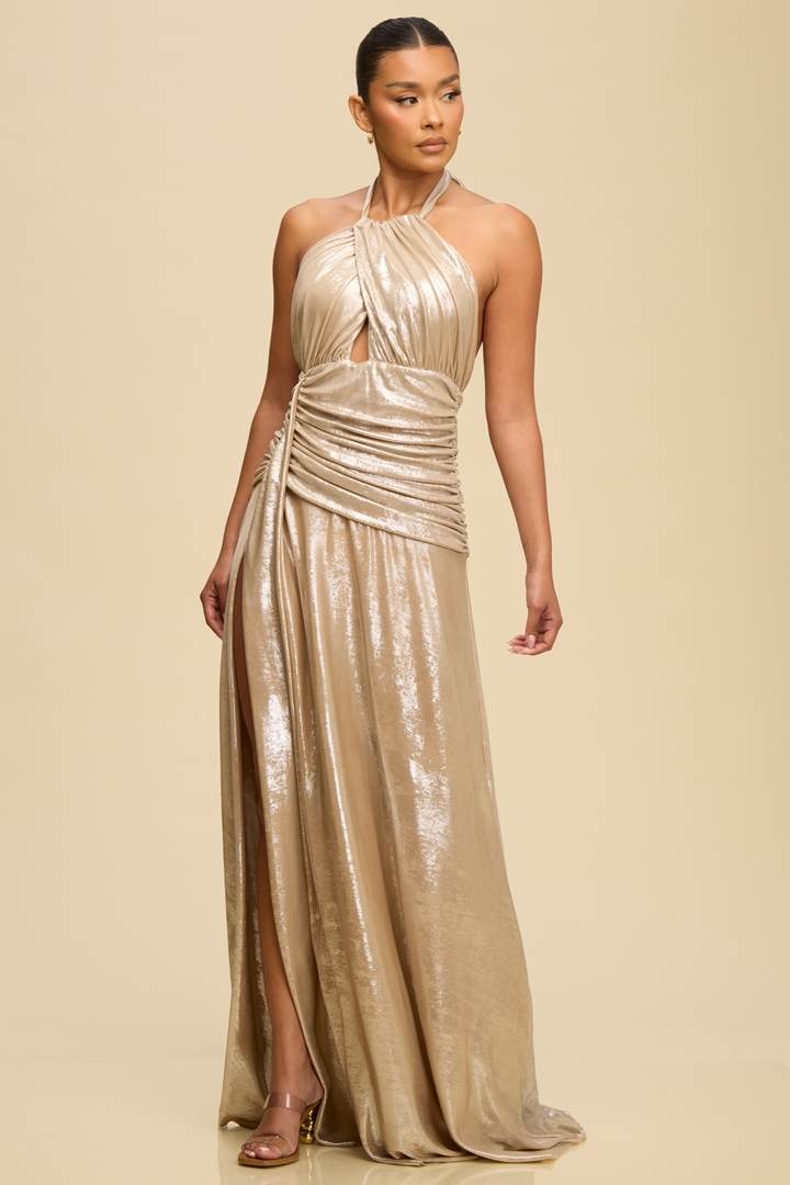 Metallic Halter Dress