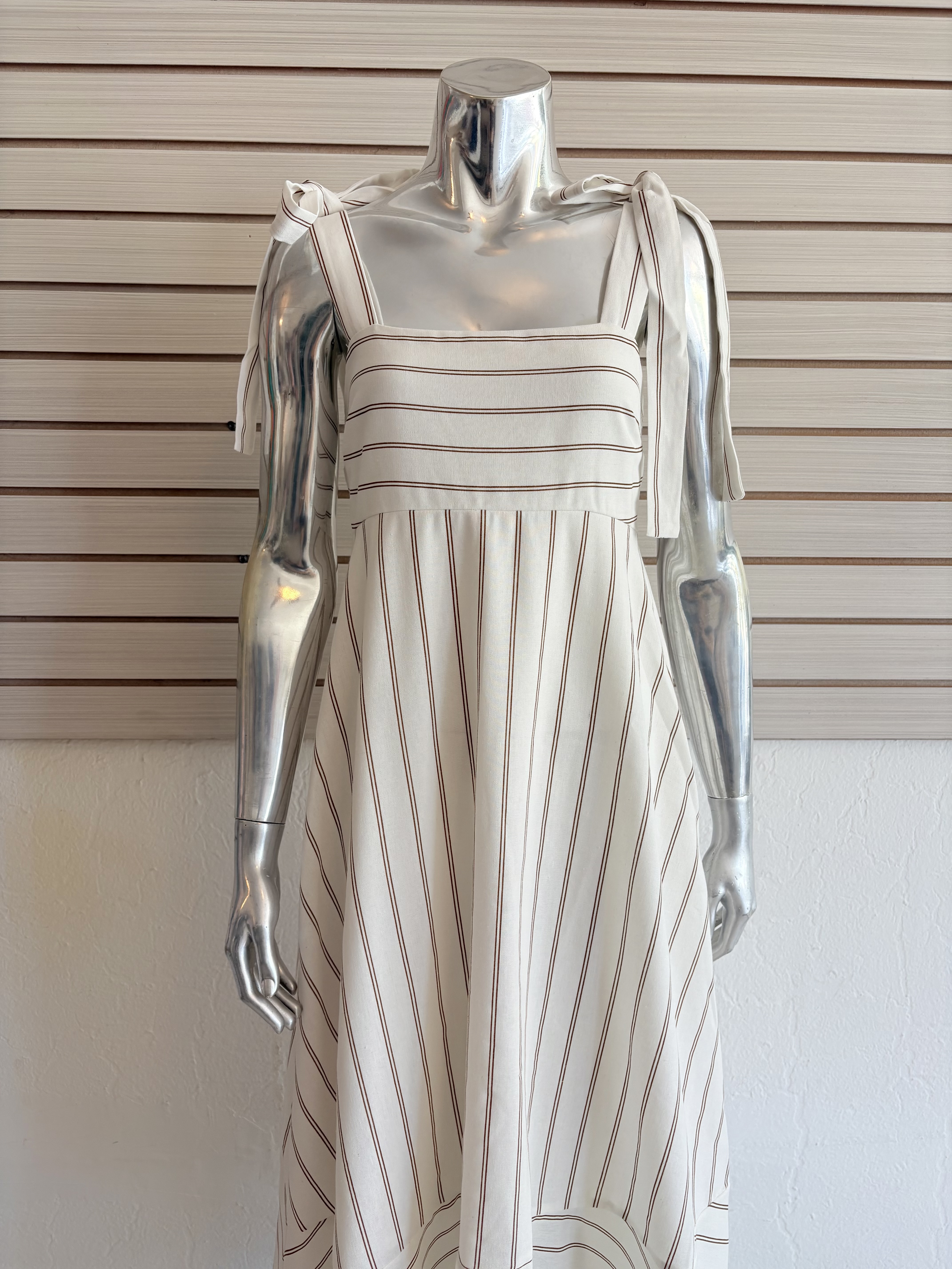 Ivory Striped Midi Dress