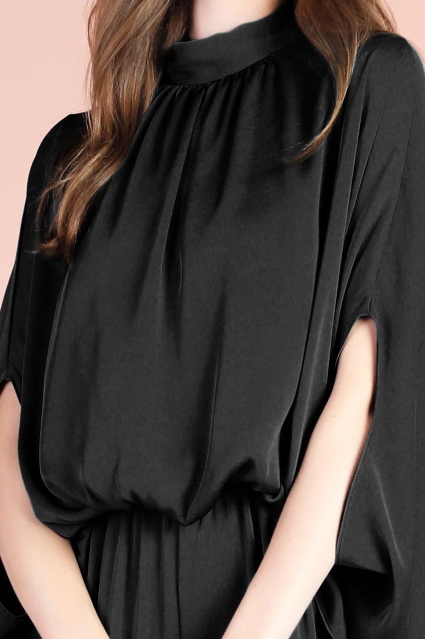 Washed Poly Silk Mock