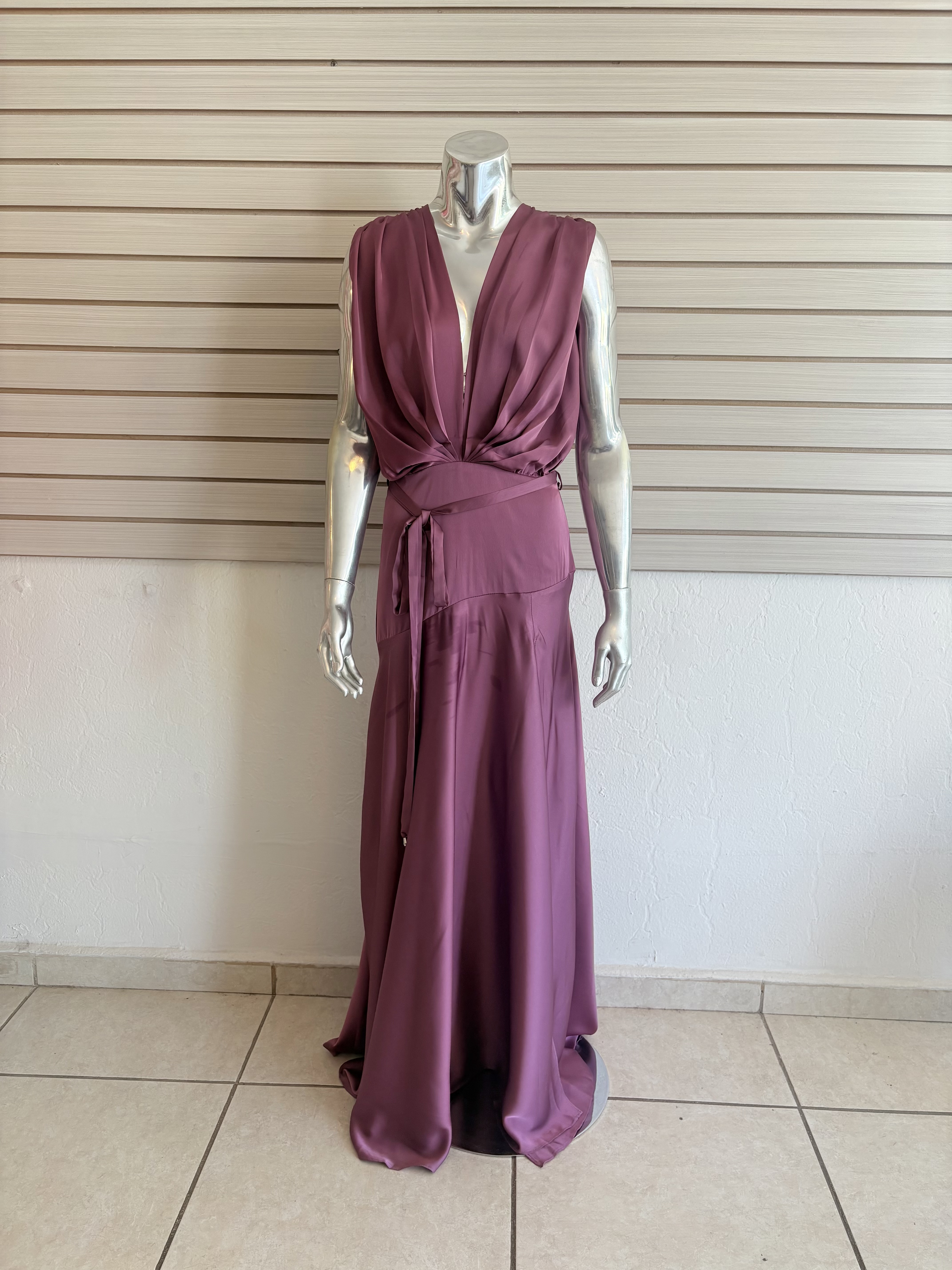 Satin Pleated Gown 
