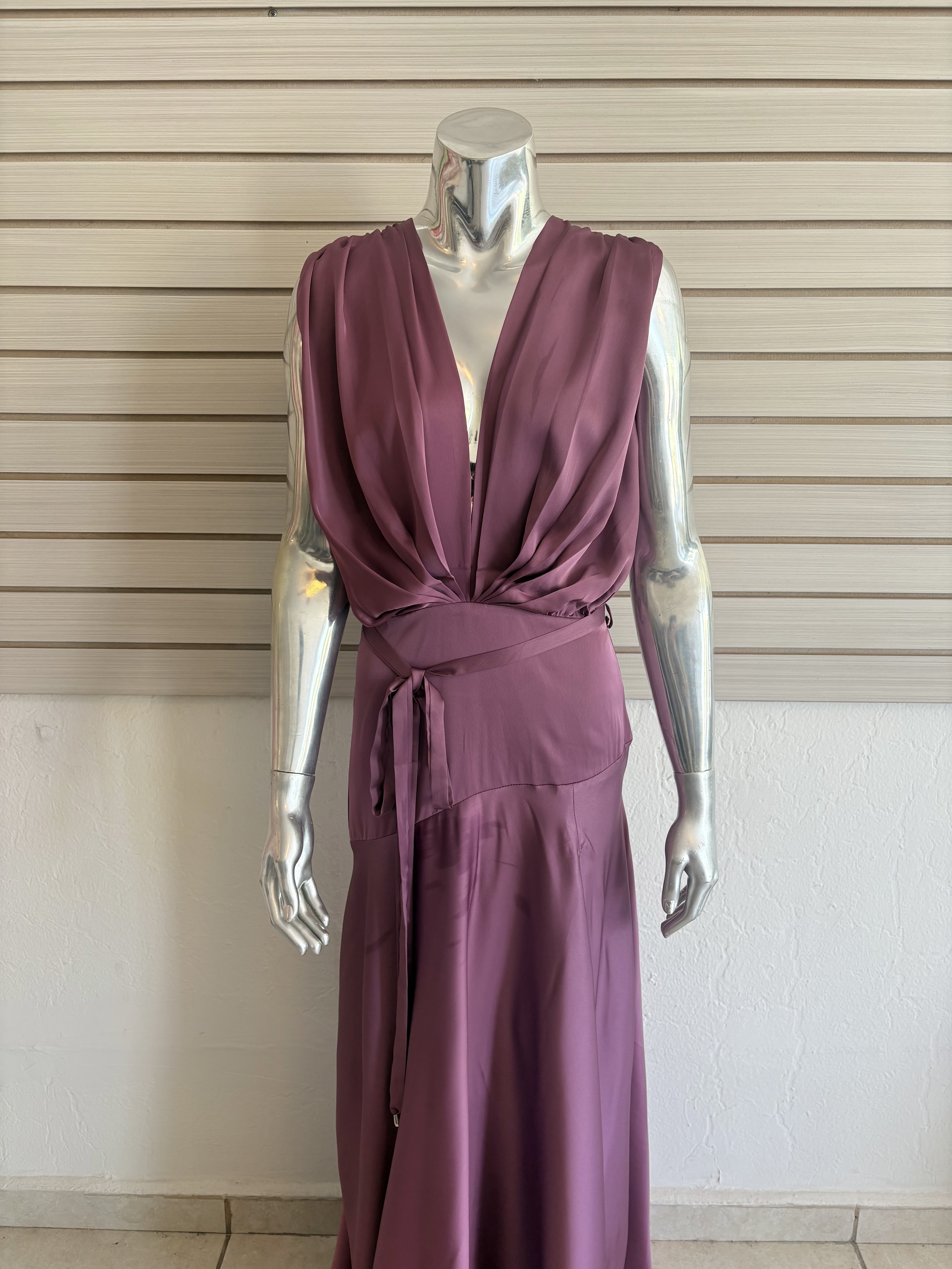 Satin Pleated Gown 