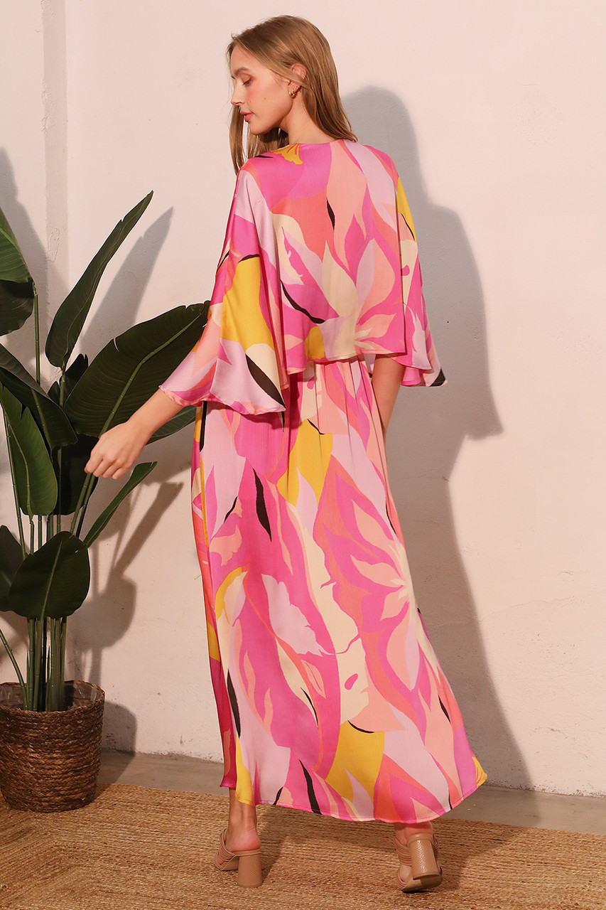 Shades of Paradise Cape Maxi Dress