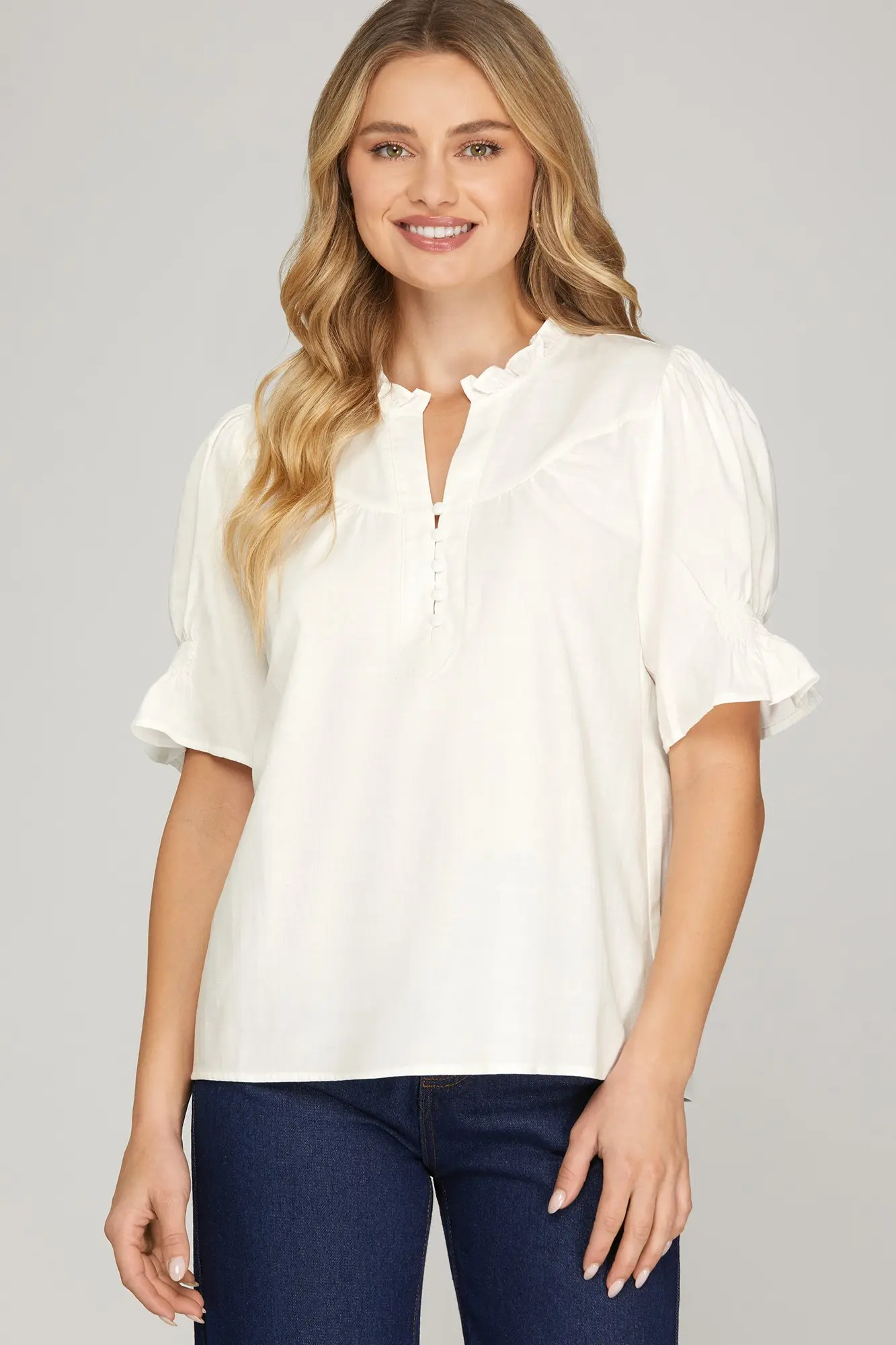 Smocked Sleeve Top