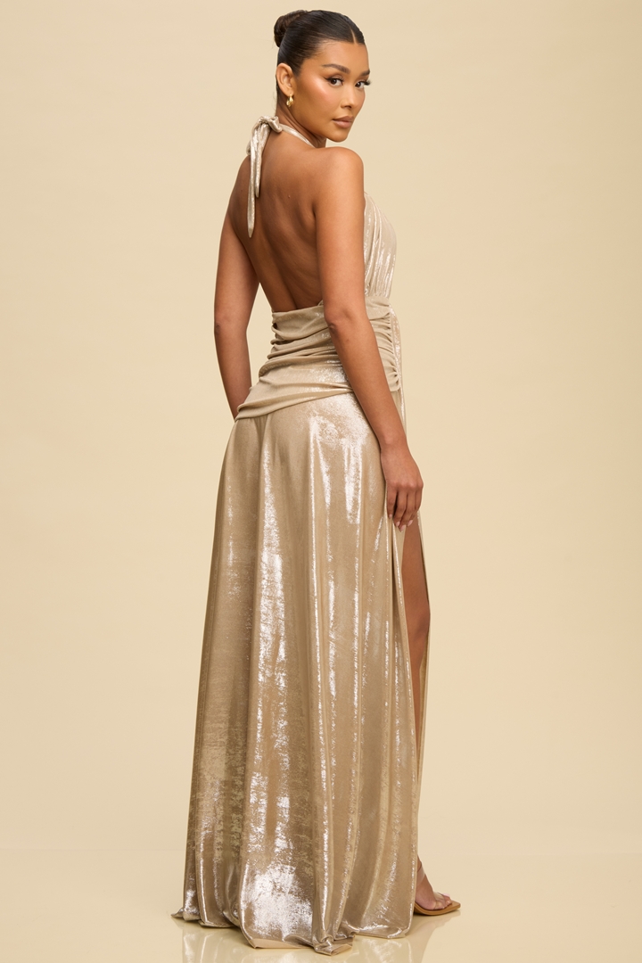 Metallic Halter Dress