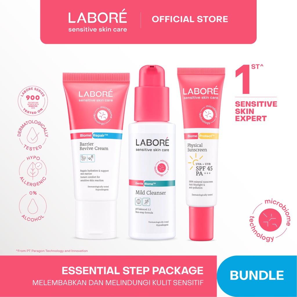 Paket Basic Kulit Sensitif (Face Wash, Moisturizer, Sunscreen)