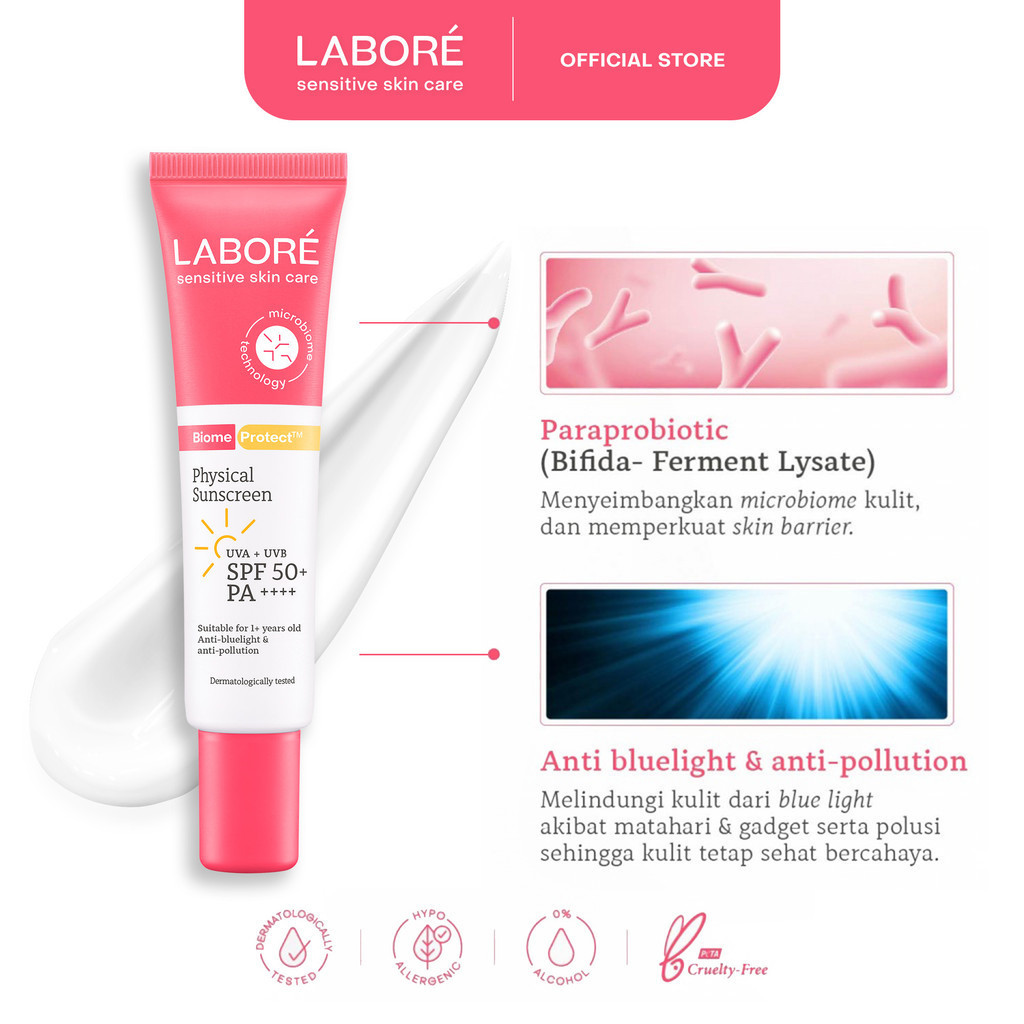 LABORE Sensitive Skin Care BiomeProtect Physical Sunscreen SPF 50 PA+++ 30 ml 