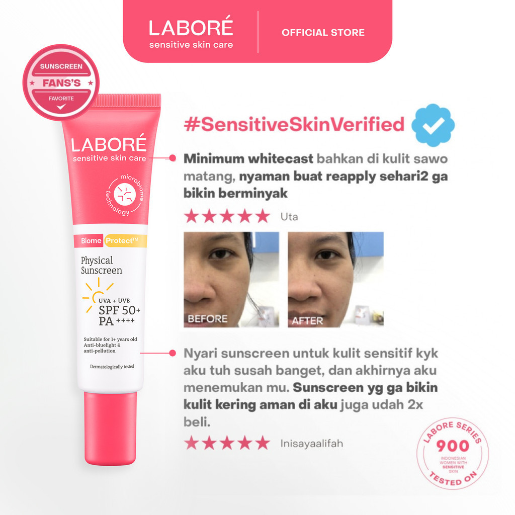 LABORE Sensitive Skin Care BiomeProtect Physical Sunscreen SPF 50 PA+++ 30 ml 