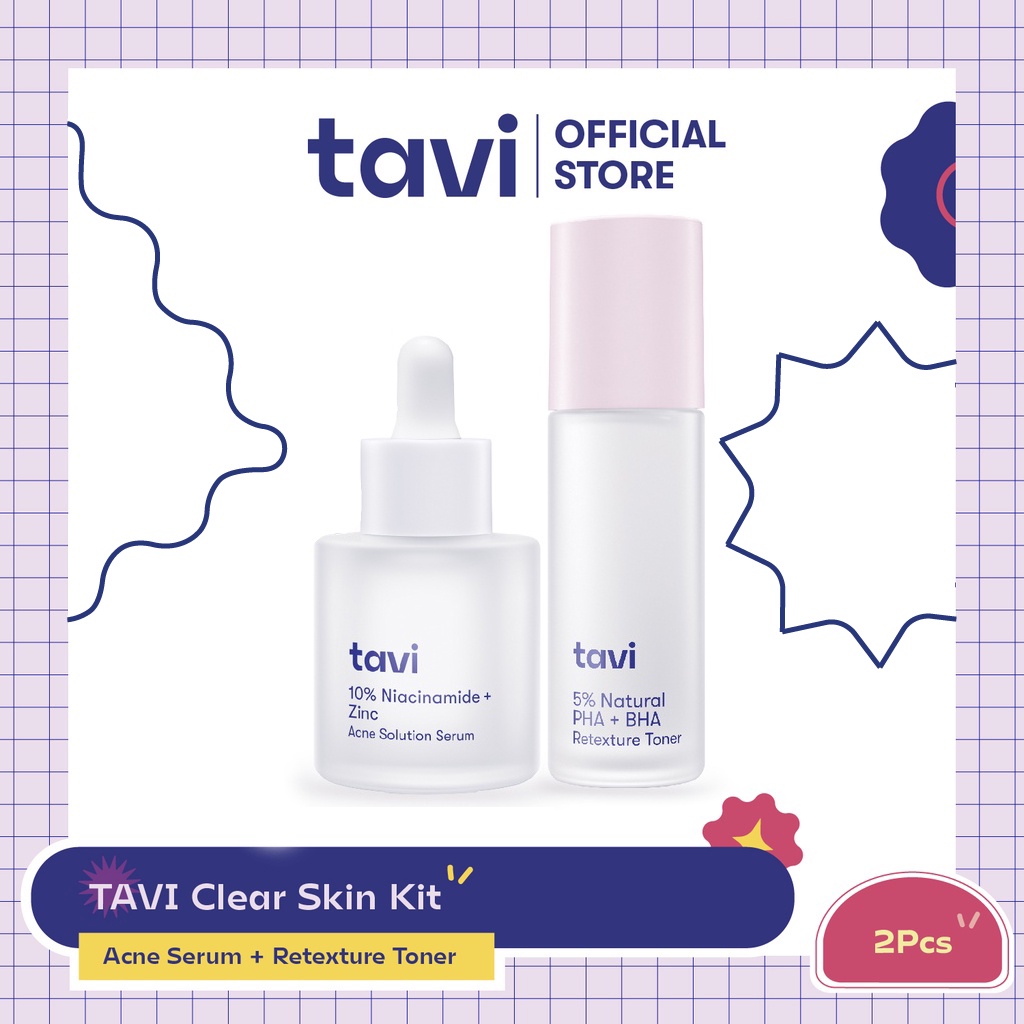 [BUY 2 GET 3] Tavi Clear Skin Kit Acne Serum 30ml + Exfoliating Toner 100ml - FREE 3in1 Face Mist