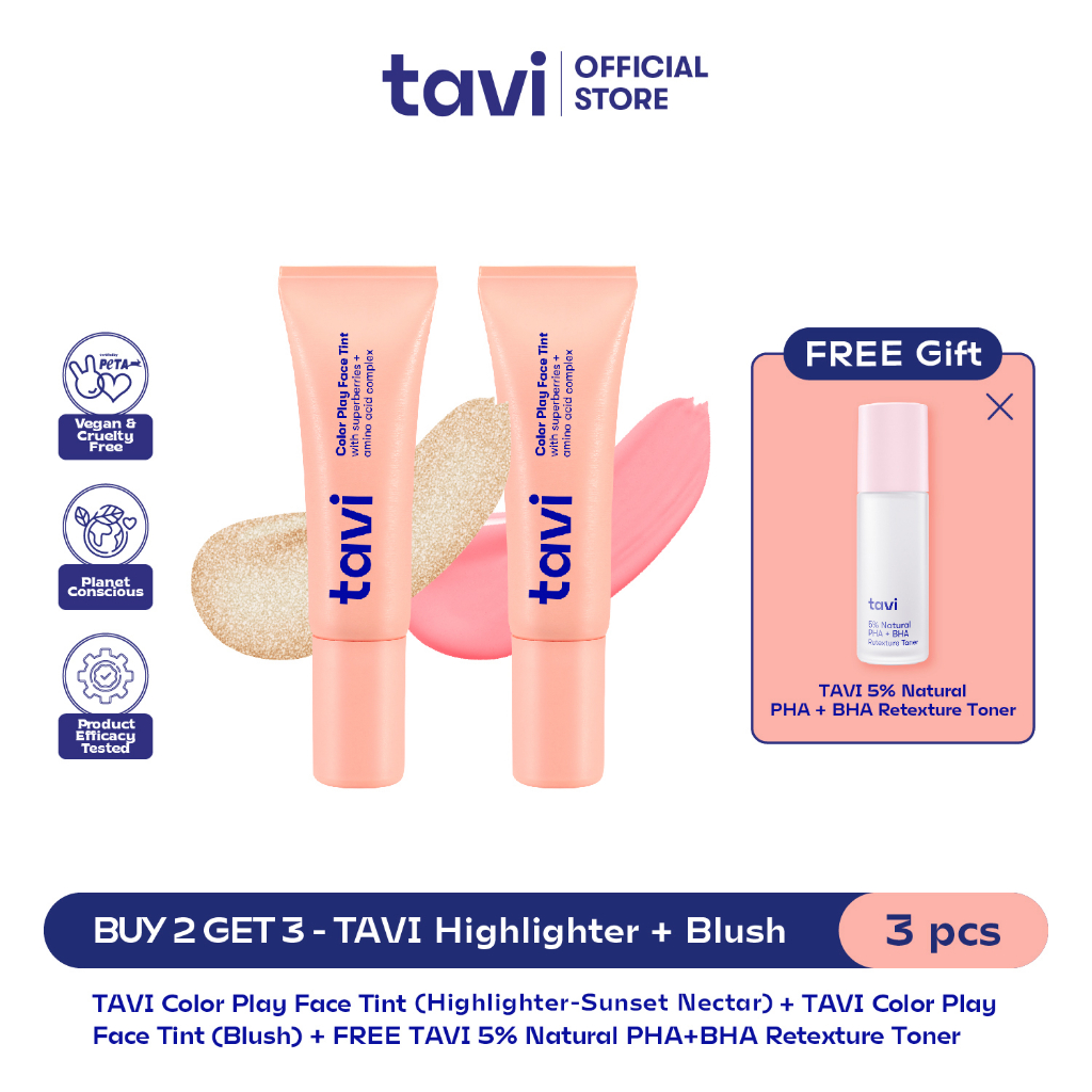 [BUY 2 GET 3] TAVI Blush + Highlighter Kit (Sunset Nectar edition) - FREE Exfoliating Toner