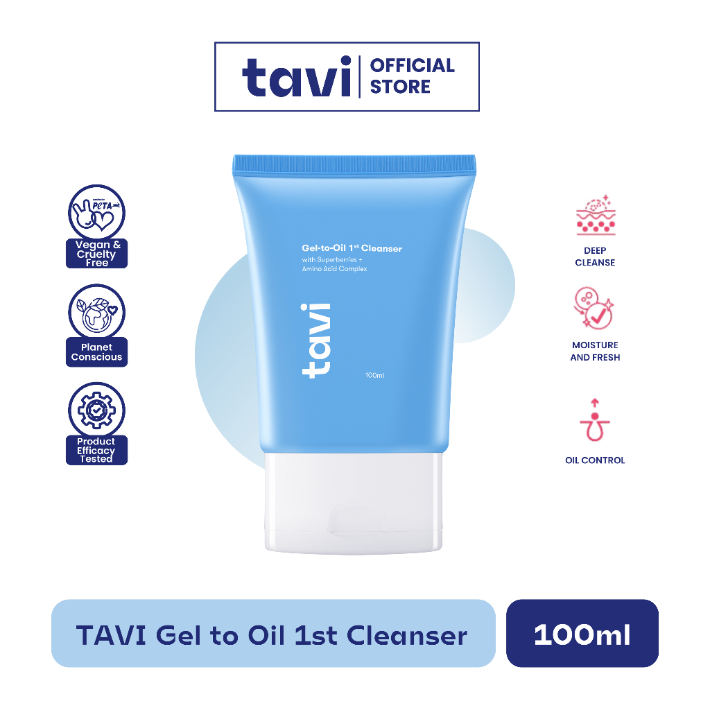 TAVI Gel to Oil Cleanser 1st Cleanser 100 ml - Make up Remover | Menghapus Make up Waterproof & Menghilangkan Komedo