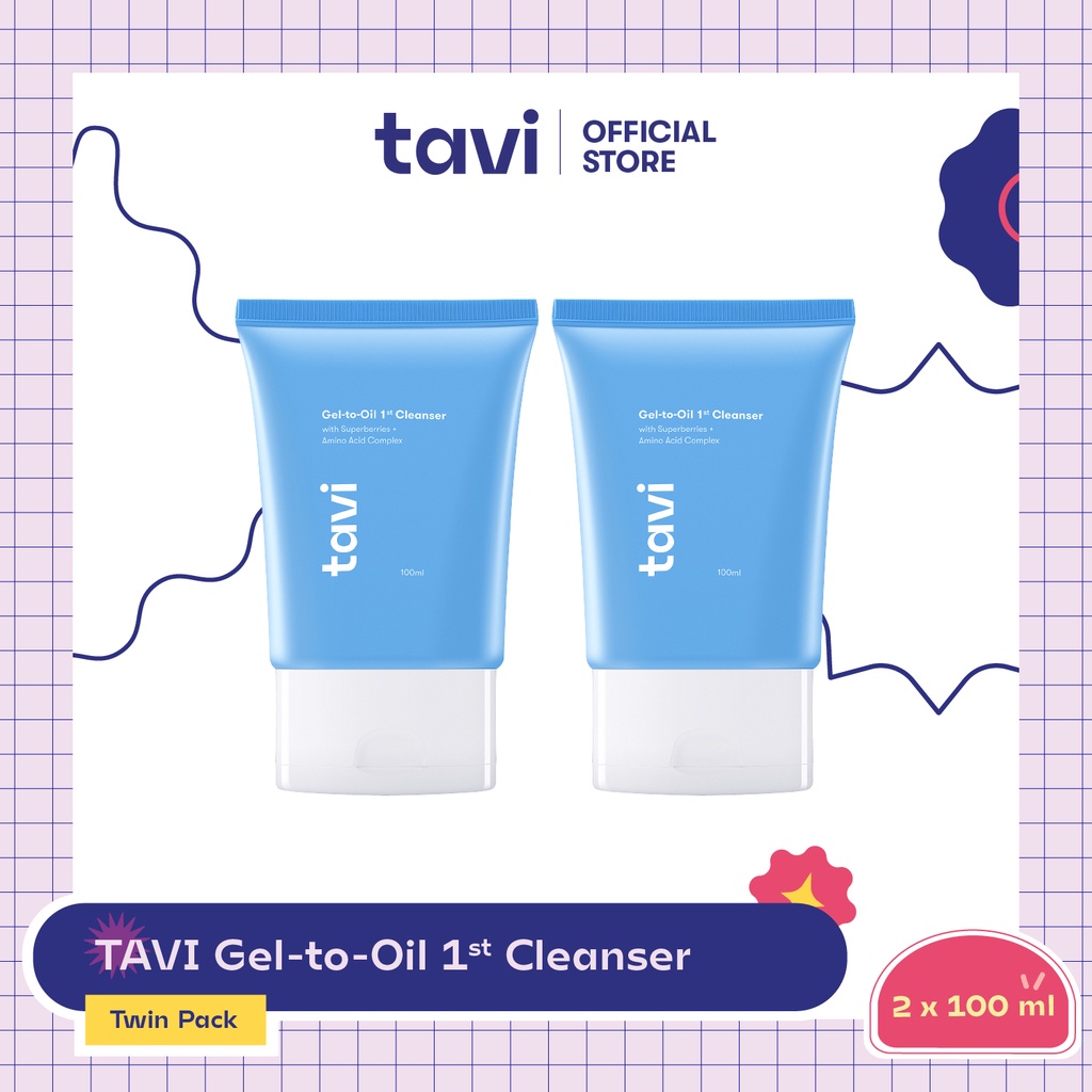 TAVI Gel to Oil 1st Cleanser Twin Pack (100ml) - Make up Remover | Menghapus Make up Waterproof & Menghilangkan Komedo