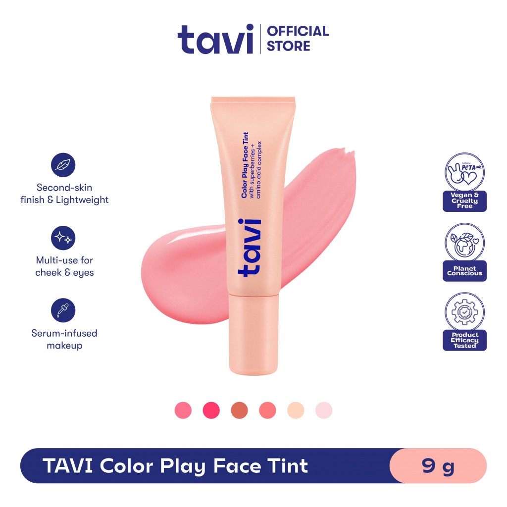 [BUY 2 GET 3] Tavi Color Play Face Tint Serum Infused Blush + Gel to Oil 1st Cleanser - FREE Face Mist