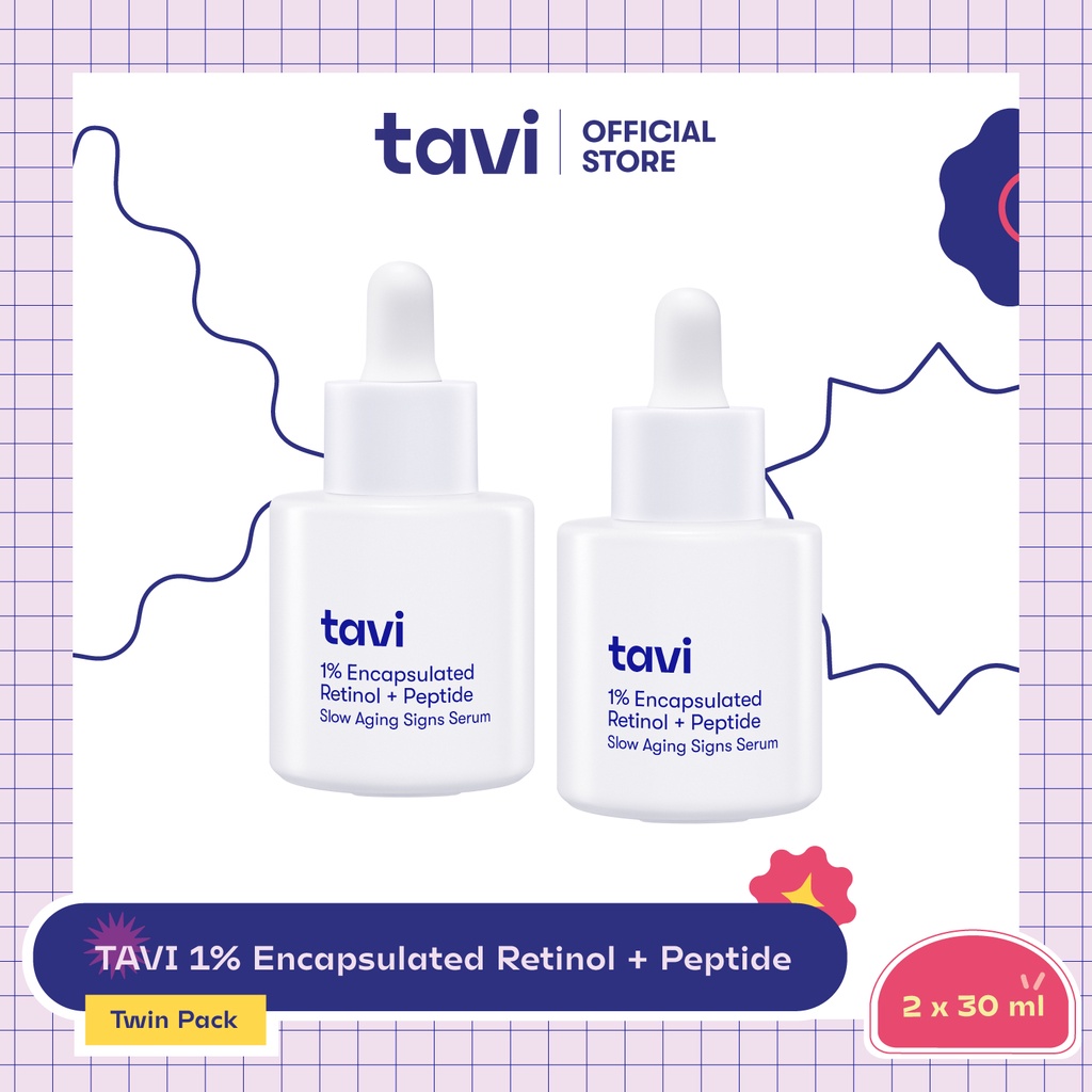 TAVI 1% Encapsulated Retinol + Peptide Slow Aging Signs Serum Twin Pack (30ml)