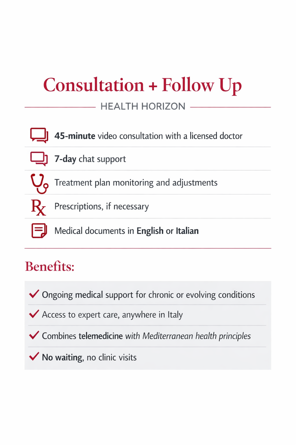 Consultation + follow up 