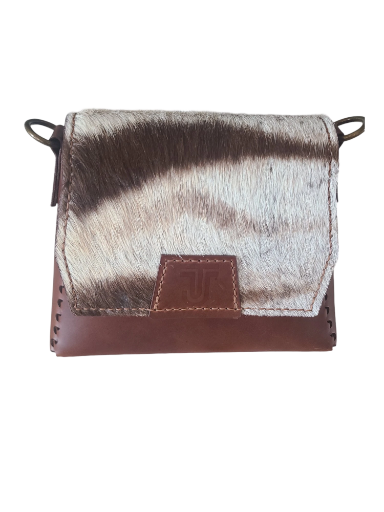 Handmade Genuine Zebra hide with Lefarc brown leather. "Regina"