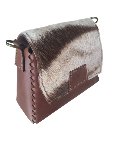 Handmade Genuine Zebra hide with Lefarc brown leather. "Regina"
