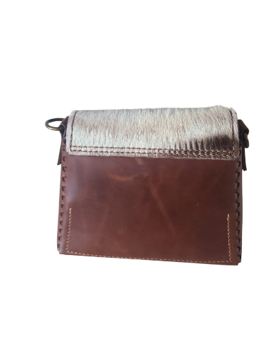 Handmade Genuine Zebra hide with Lefarc brown leather. "Regina"