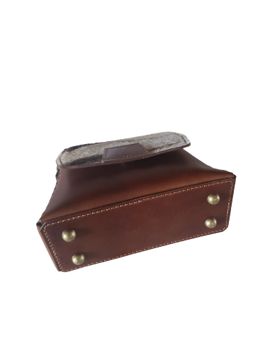 Handmade Genuine Zebra hide with Lefarc brown leather. "Regina"