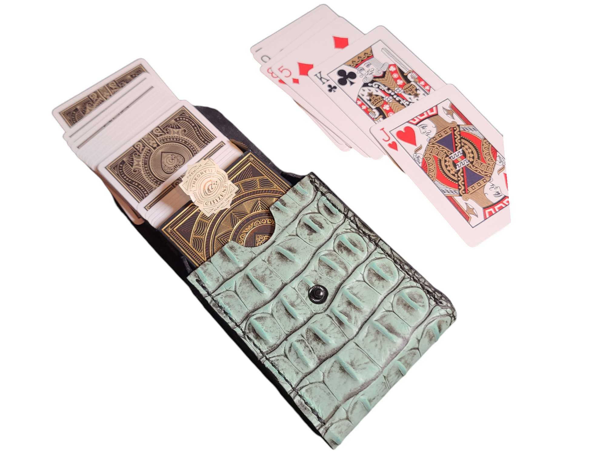 Authentic leather playing card case "Charta"