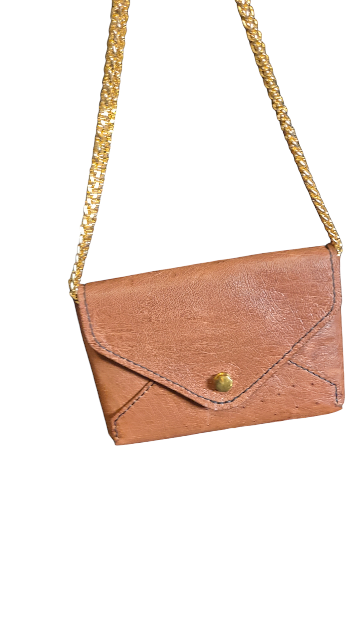 Ostrich Leather Envelope Clutch with  Chain "Involucro"