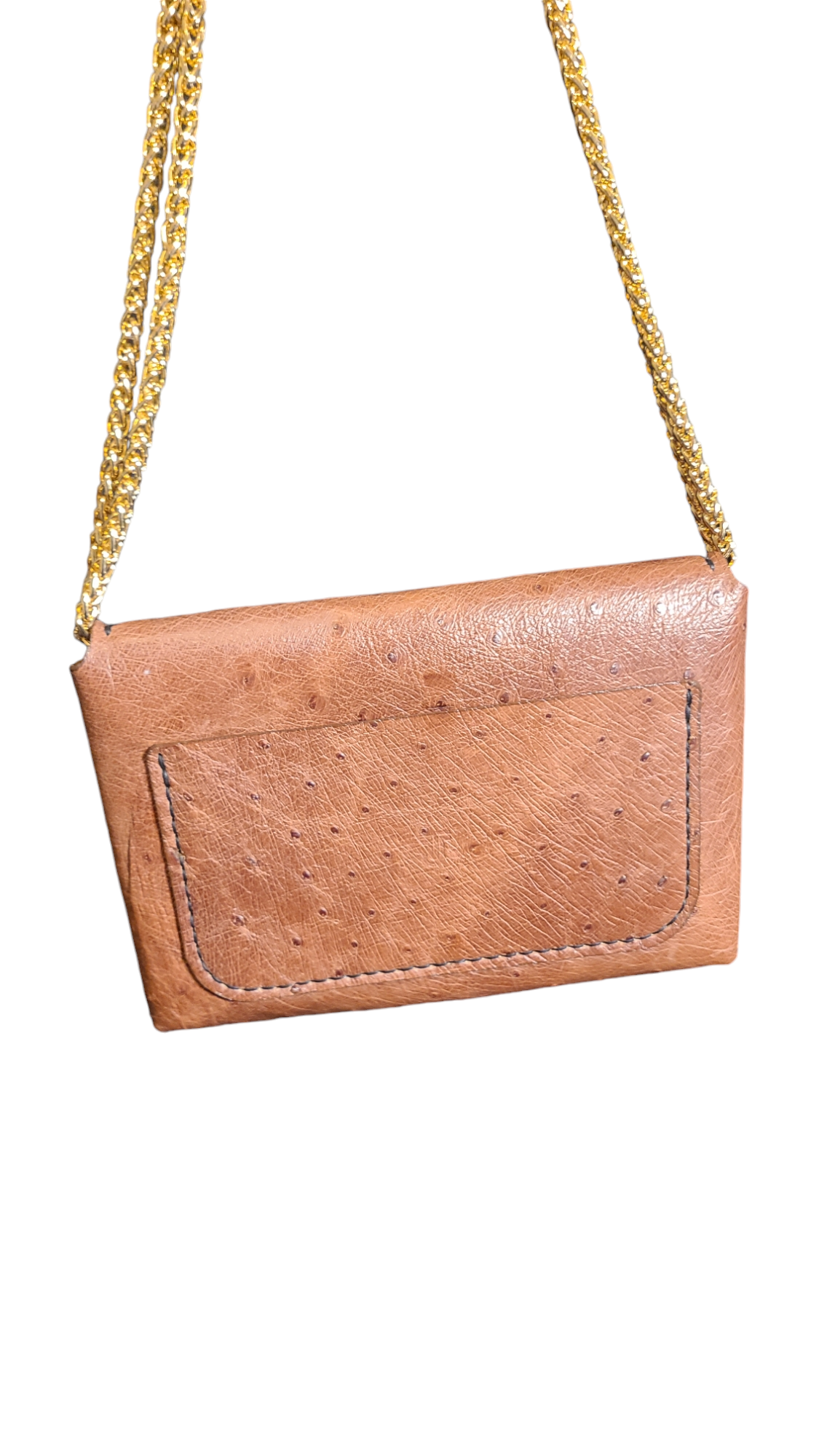 Ostrich Leather Envelope Clutch with  Chain "Involucro"