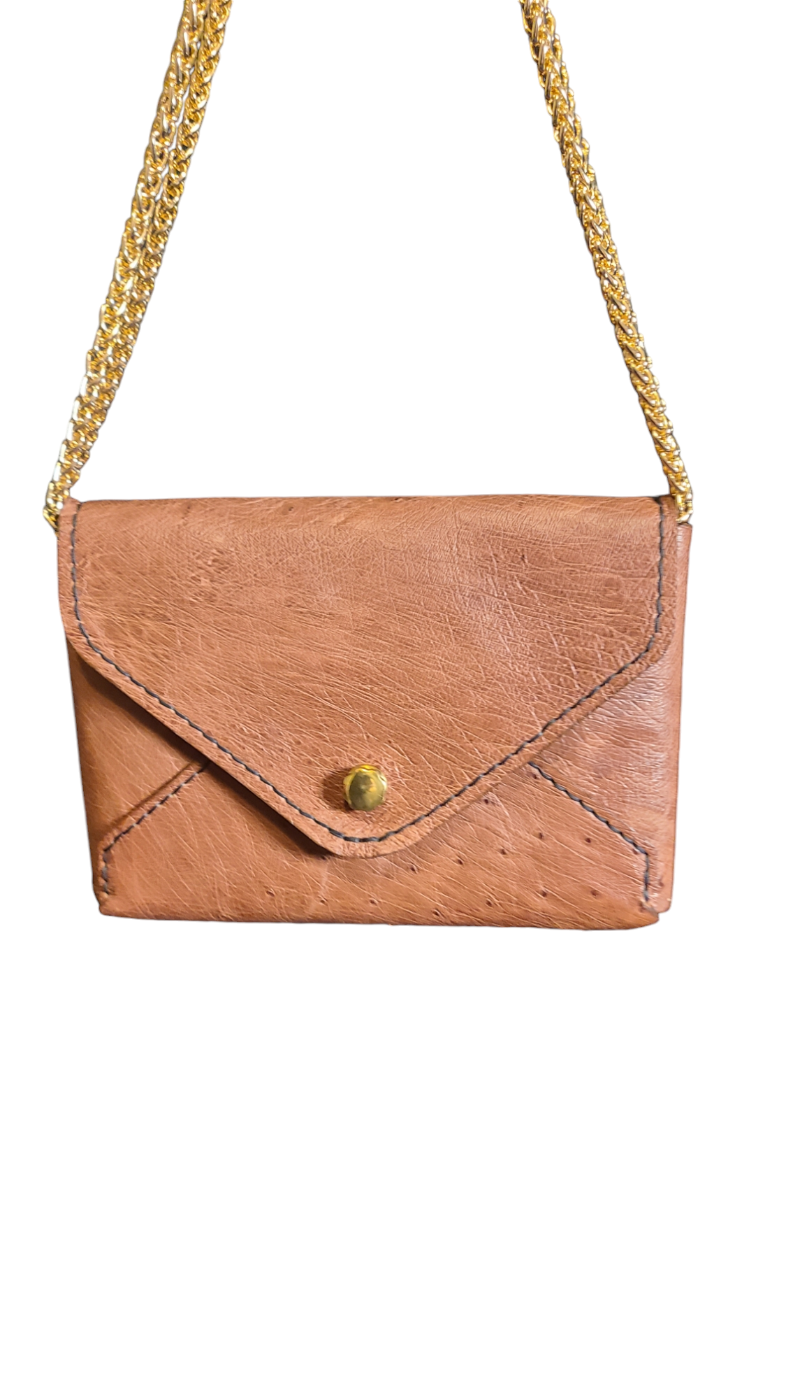 Ostrich Leather Envelope Clutch with  Chain "Involucro"