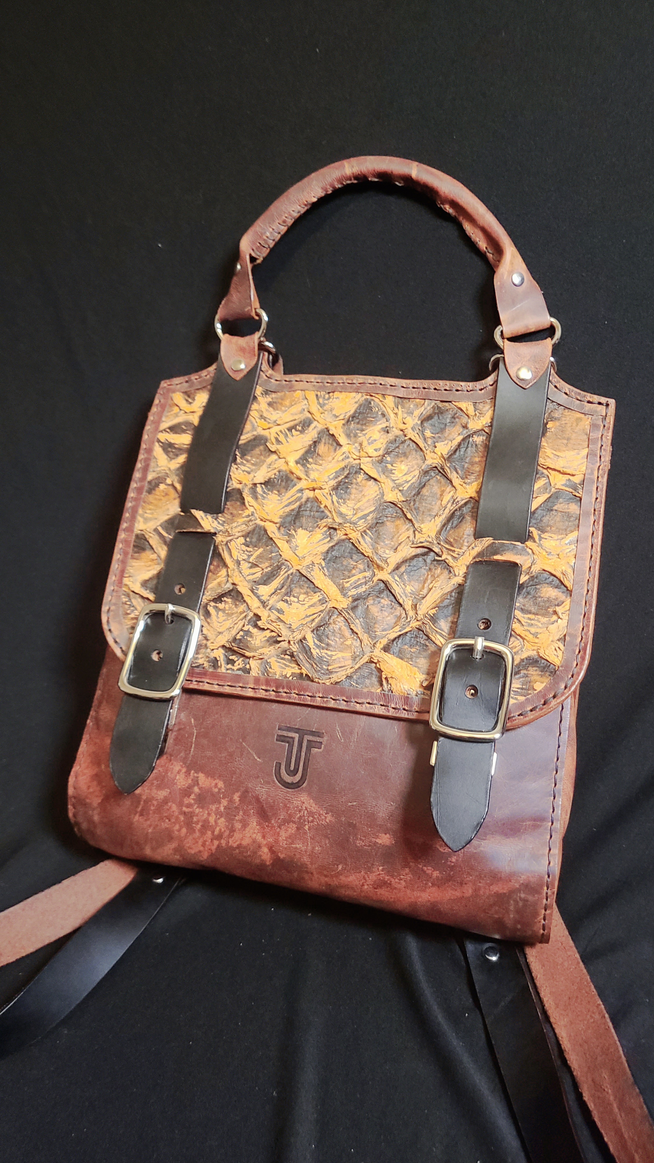 Handcrafted Leather pirarucu Backpack