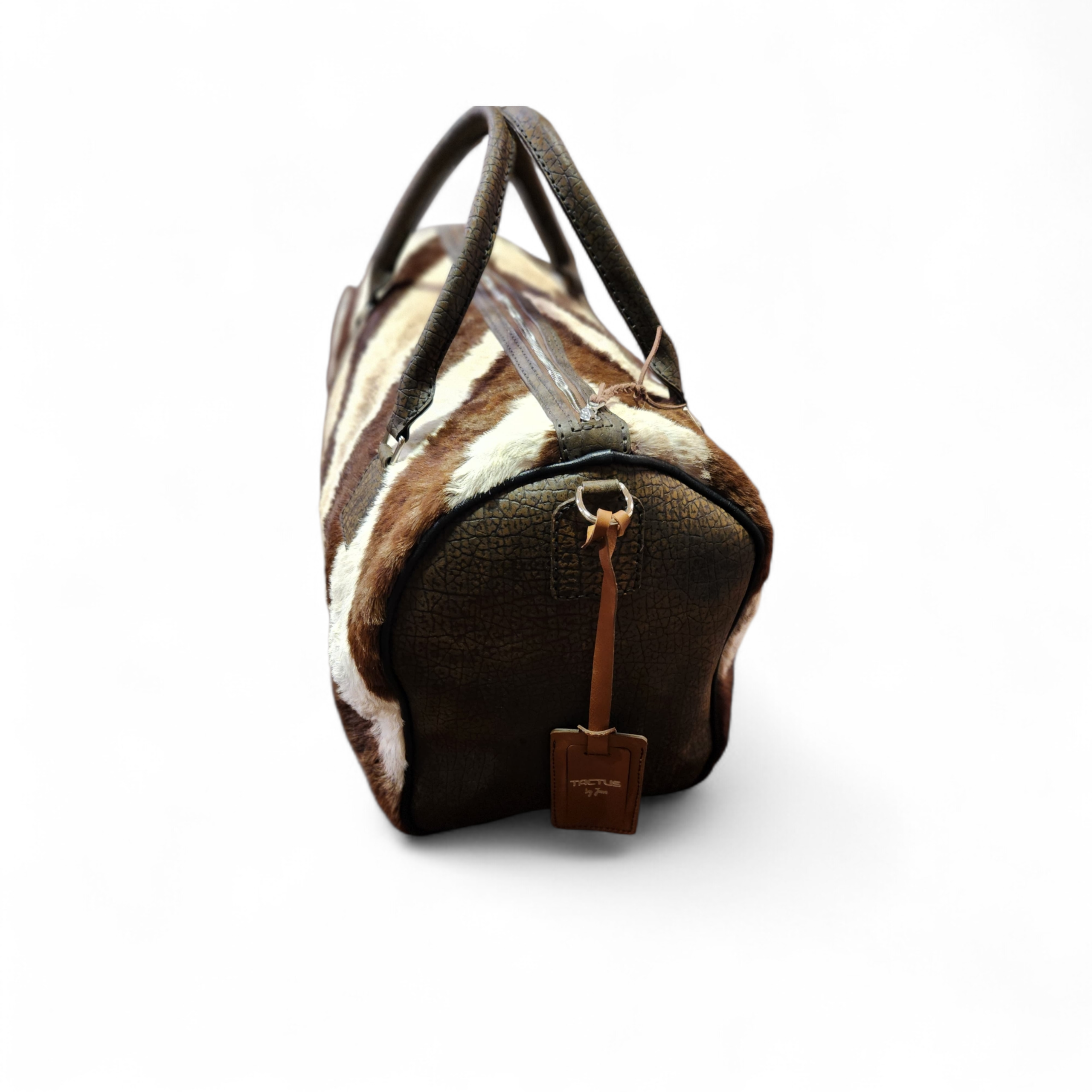 Genuine Zebra Hide & Hippo Split Leather Duffle Bag