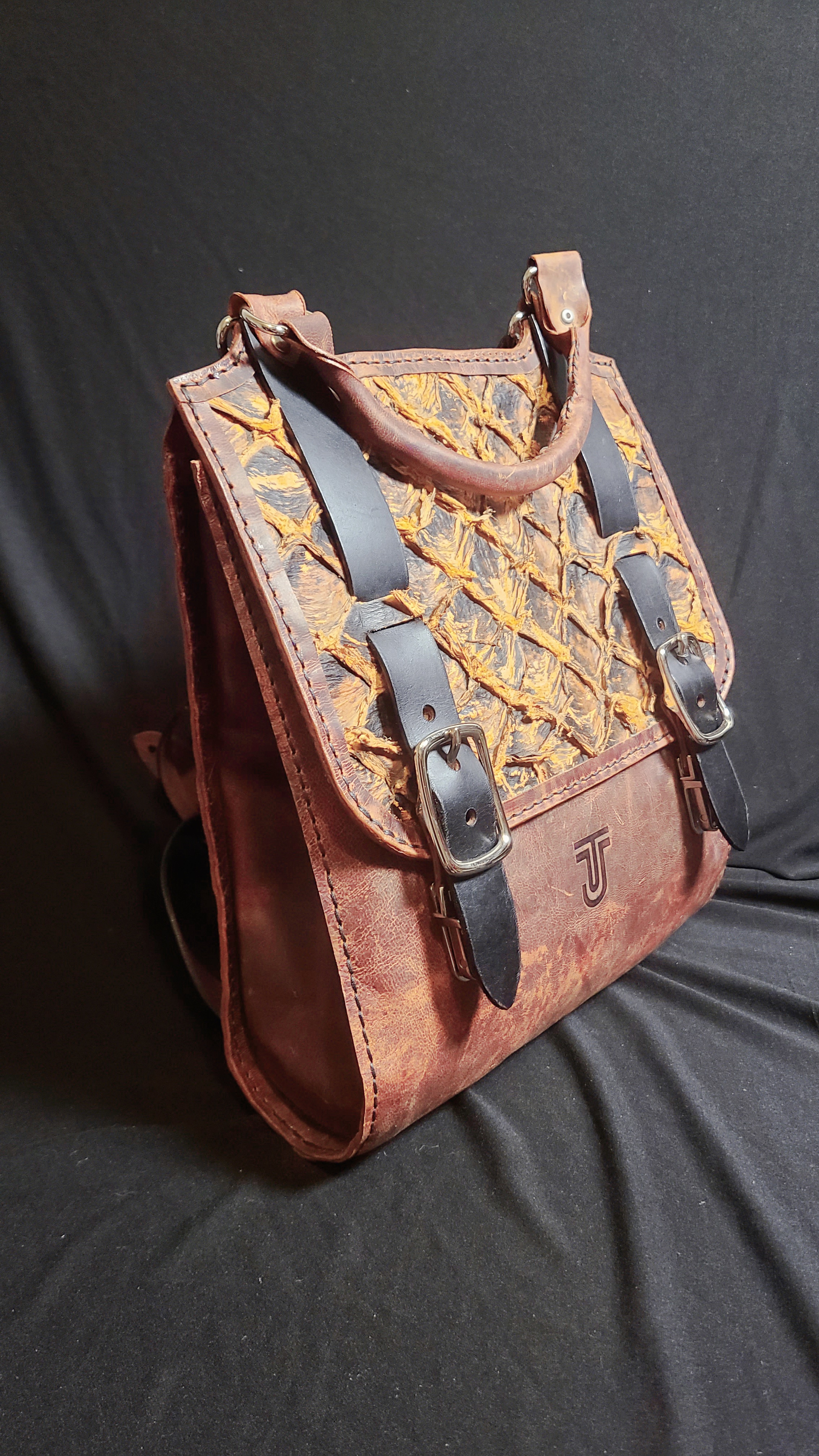 Handcrafted Leather pirarucu Backpack