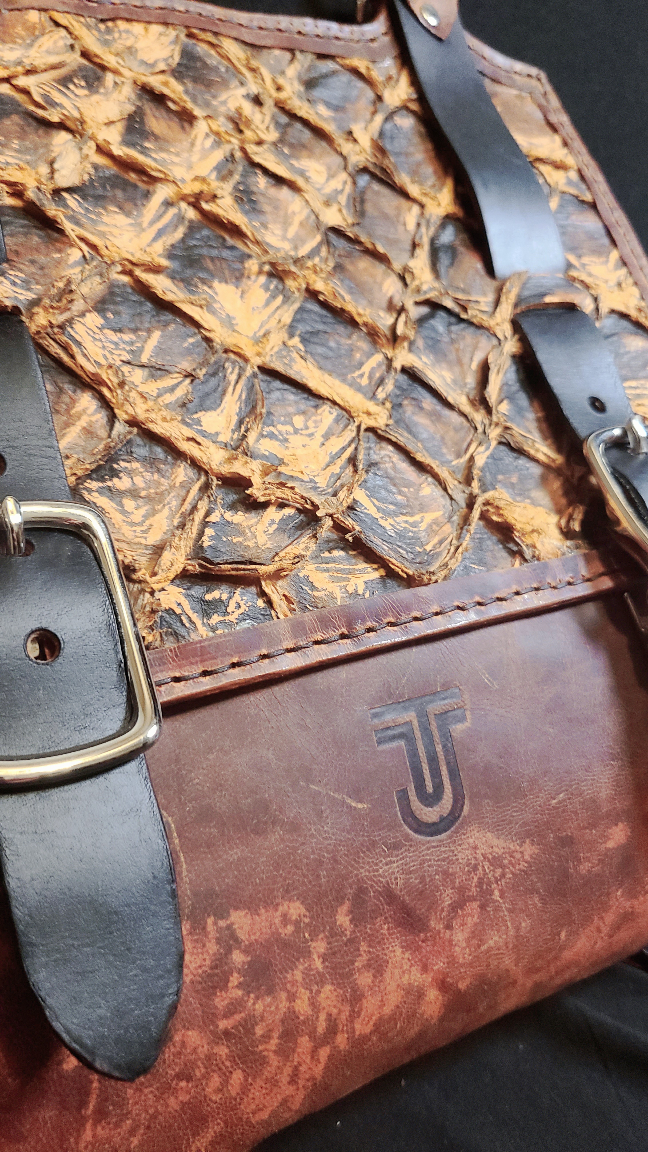 Handcrafted Leather pirarucu Backpack