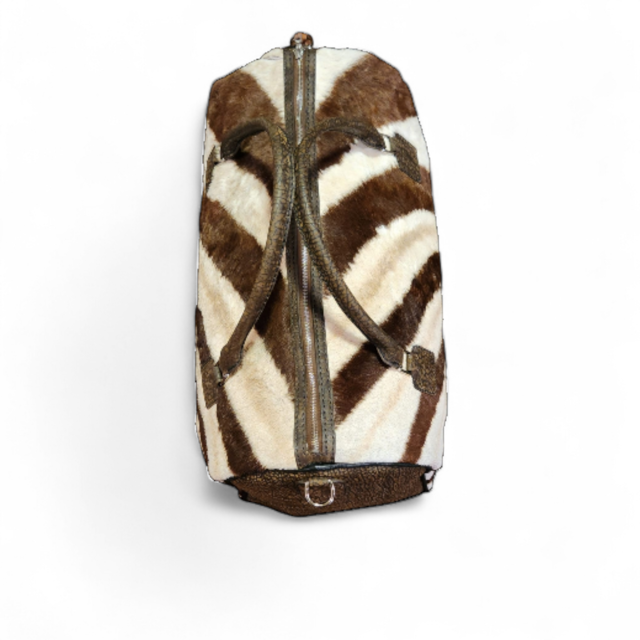 Genuine Zebra Hide & Hippo Split Leather Duffle Bag